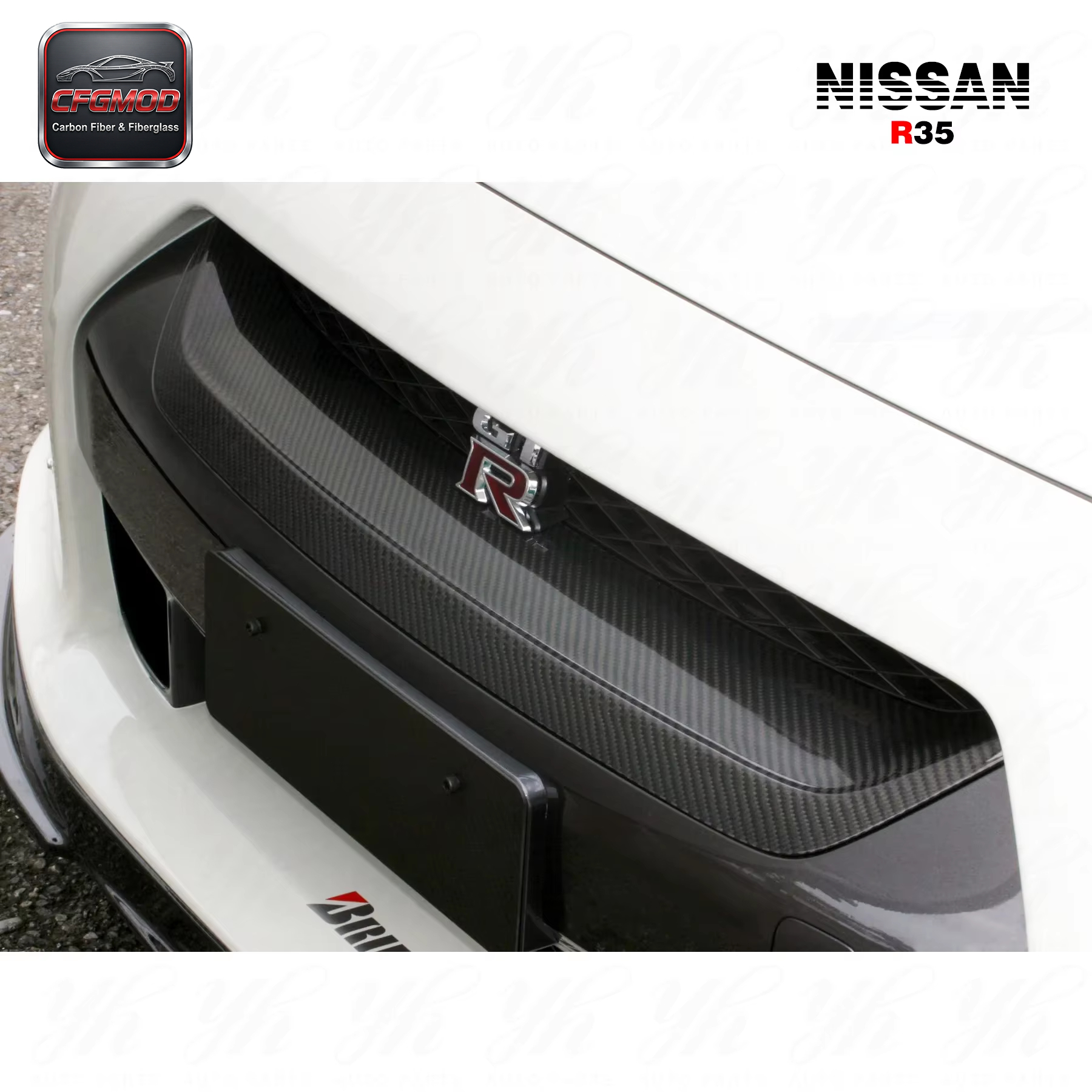 For Skyline R35 GTR Rear Trunk Boot Lip Spoiler Wing WD Wald Style Carbon Fiber — 5