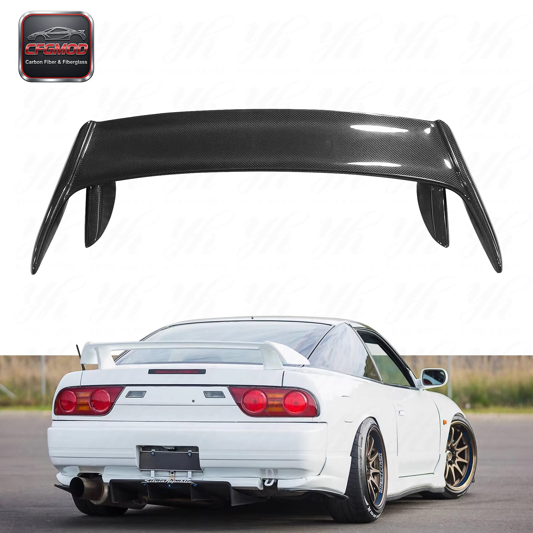 Single Deck FRP Carbon Fiber Rear Spoiler for S13 240SX 200SX Kouki Carbon Fiber — 2
