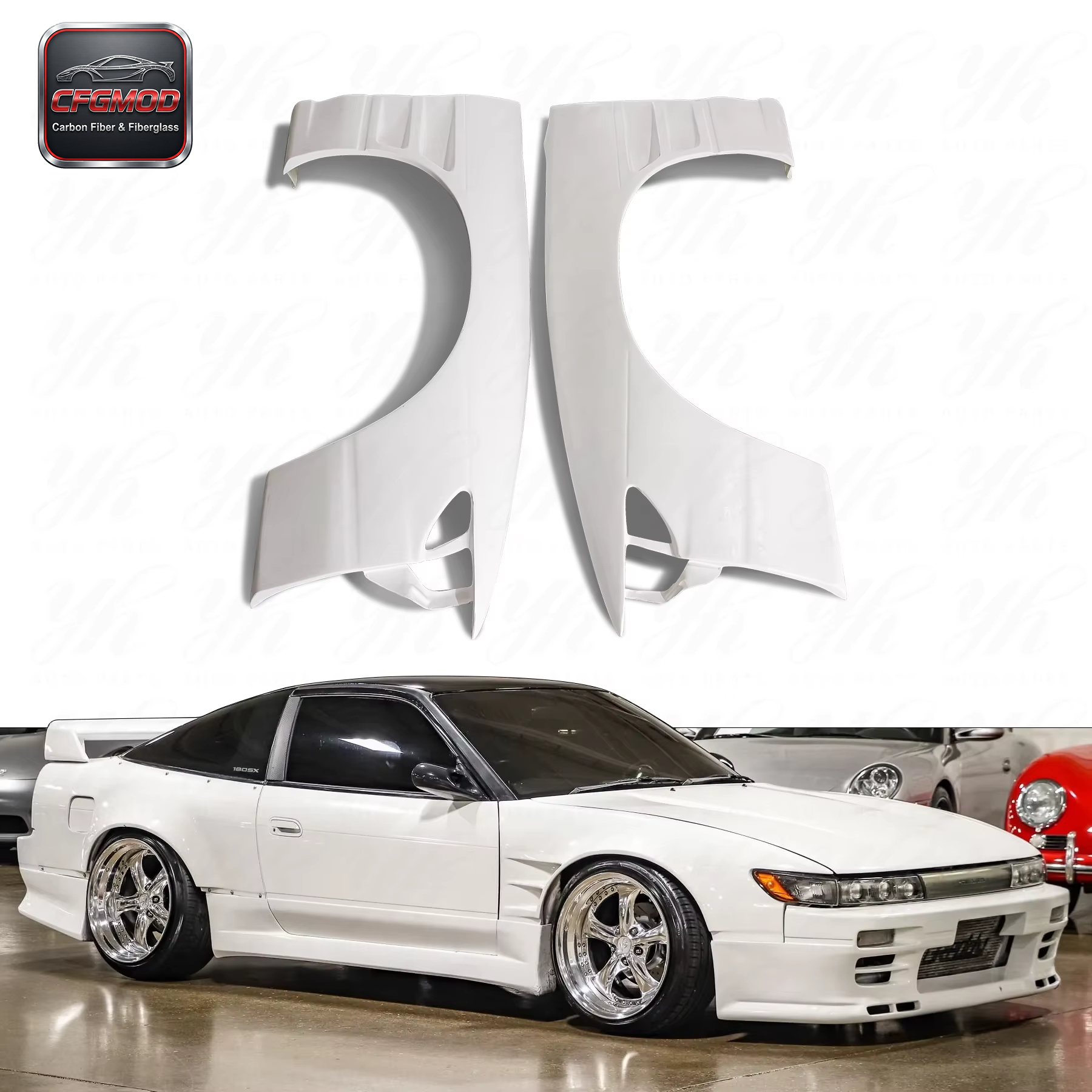 Factory Direct Sales Glass Fiber Front Fender for S13 PS13 BN-Sports Style +25mm Wider — 2