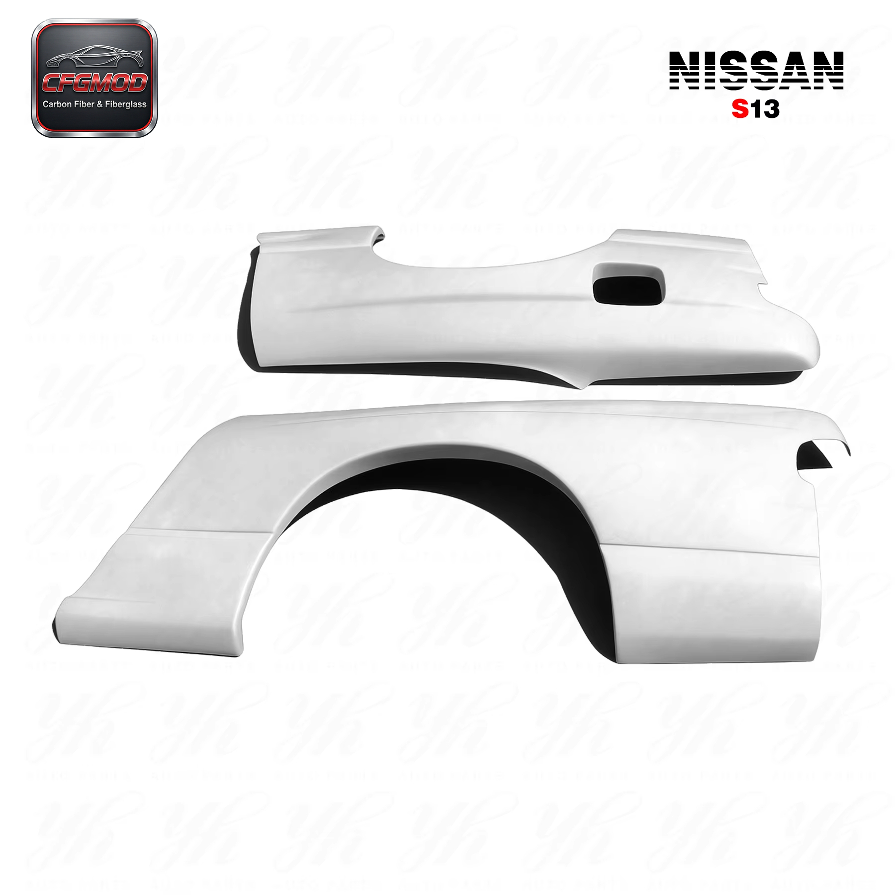 White S13 Glass Fiber Silvia Rear Fender +30mm FRP — 1