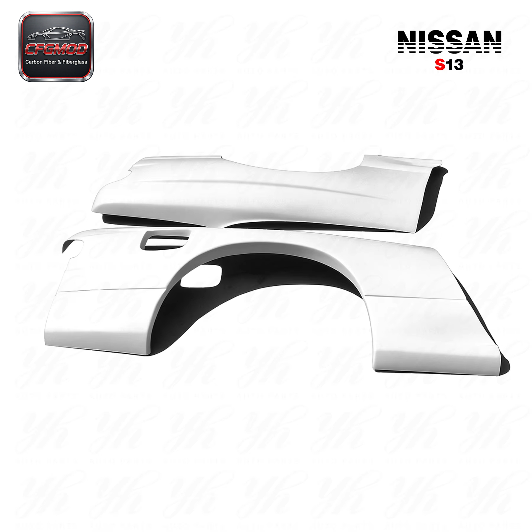 White S13 Glass Fiber Silvia Rear Fender +30mm FRP — 3