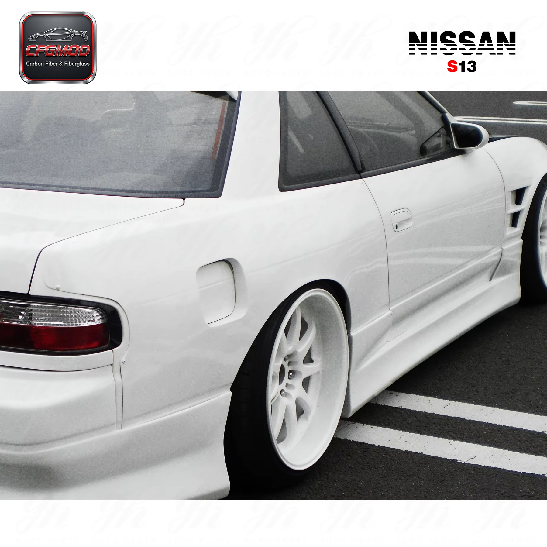 White S13 Glass Fiber Silvia Rear Fender +30mm FRP — 4