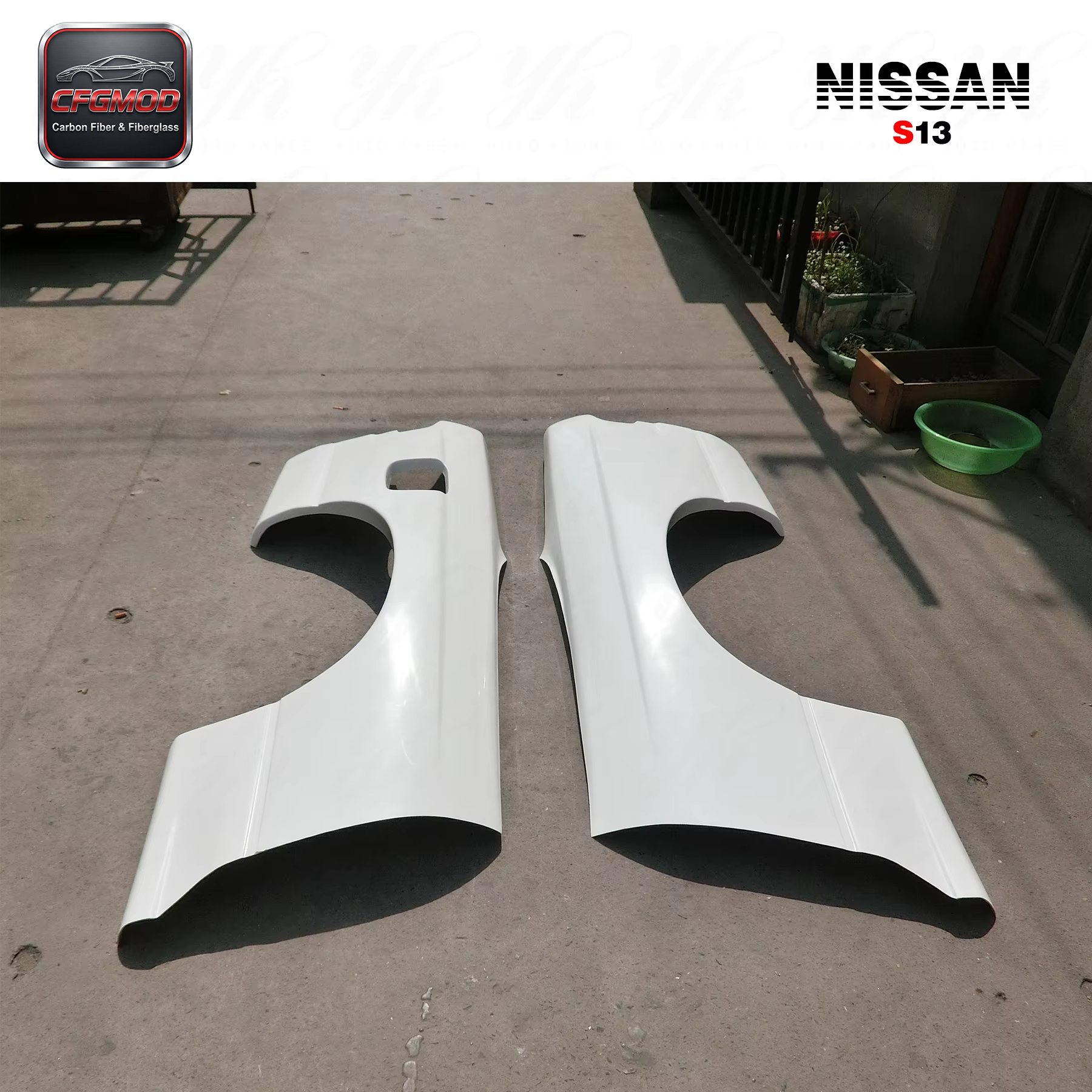 White S13 Glass Fiber Silvia Rear Fender +30mm FRP — 6