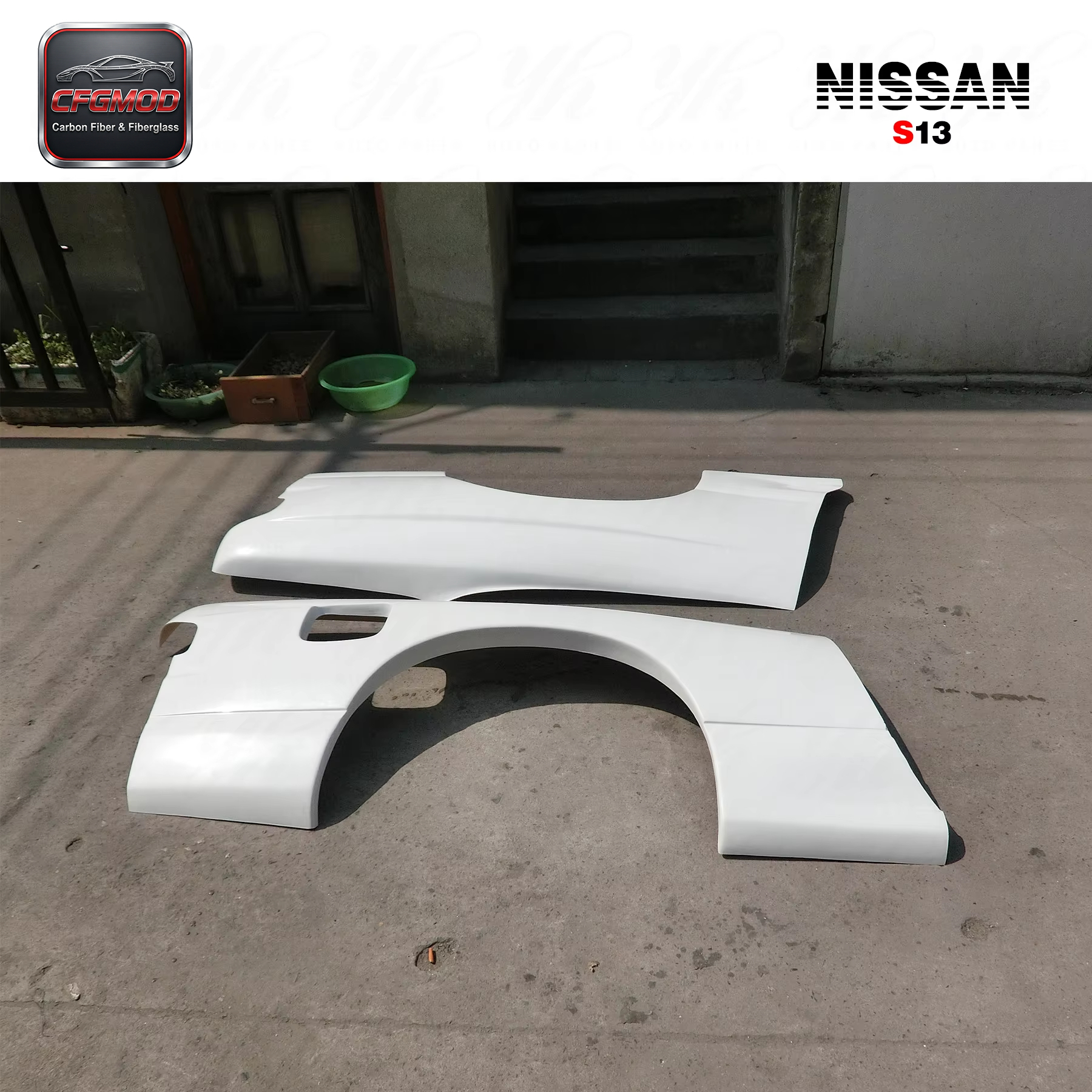 White S13 Glass Fiber Silvia Rear Fender +30mm FRP — 7