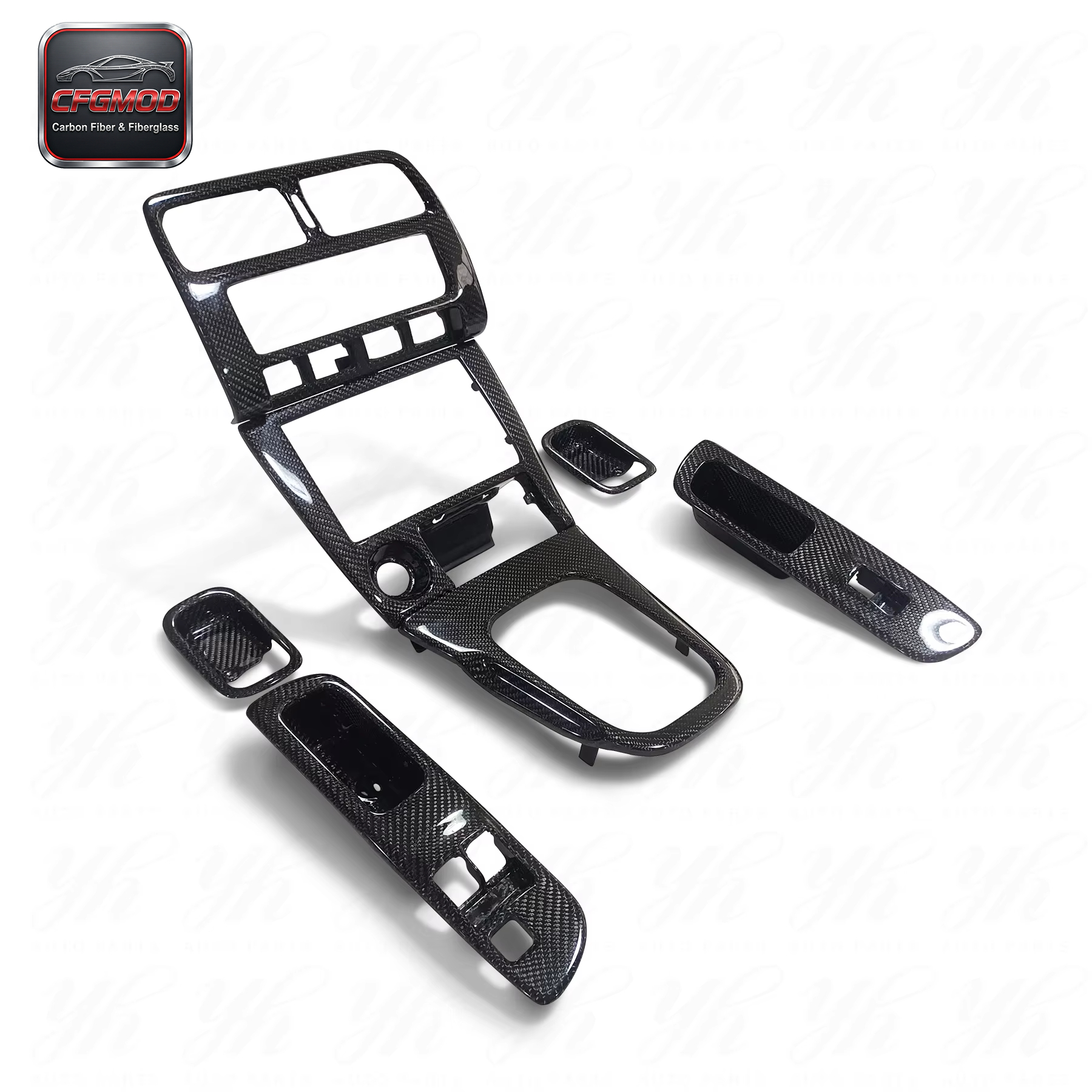 Carbon Fiber 7-Piece Interior Kit for S14 Black 100% Tested Easily Installed — 4
