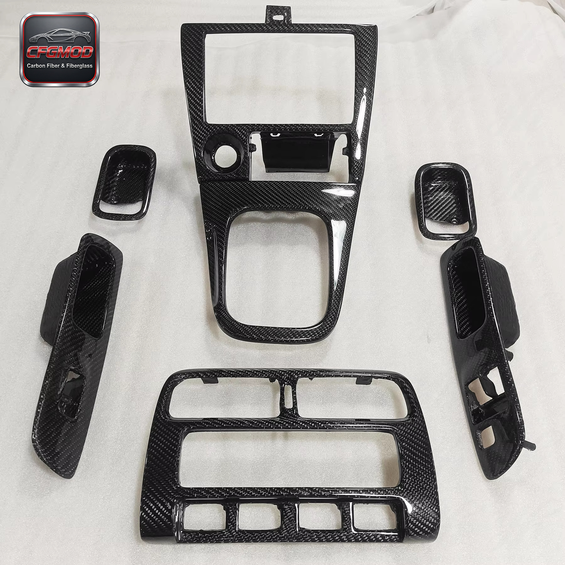 Carbon Fiber 7-Piece Interior Kit for S14 Black 100% Tested Easily Installed — 5