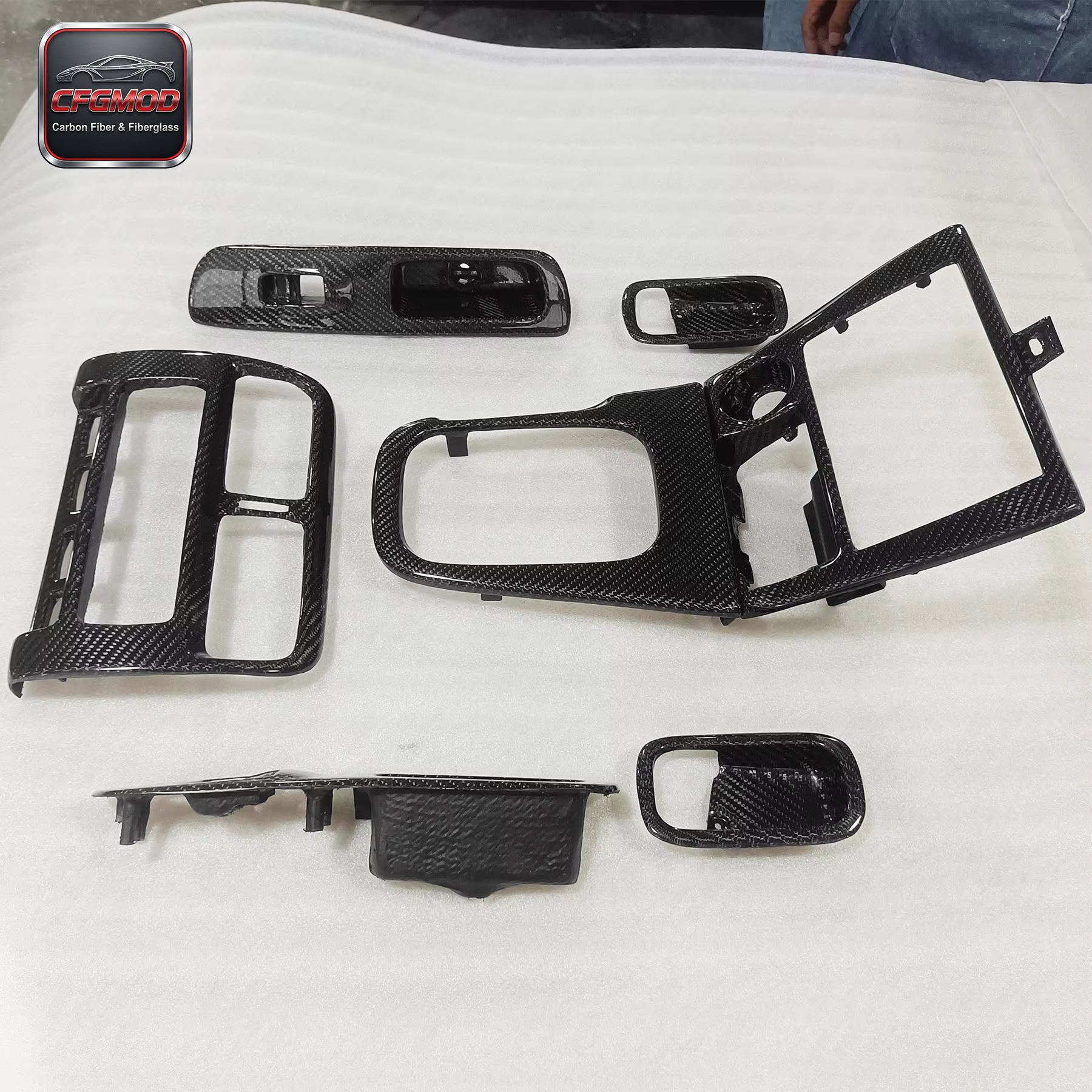 Carbon Fiber 7-Piece Interior Kit for S14 Black 100% Tested Easily Installed — 6