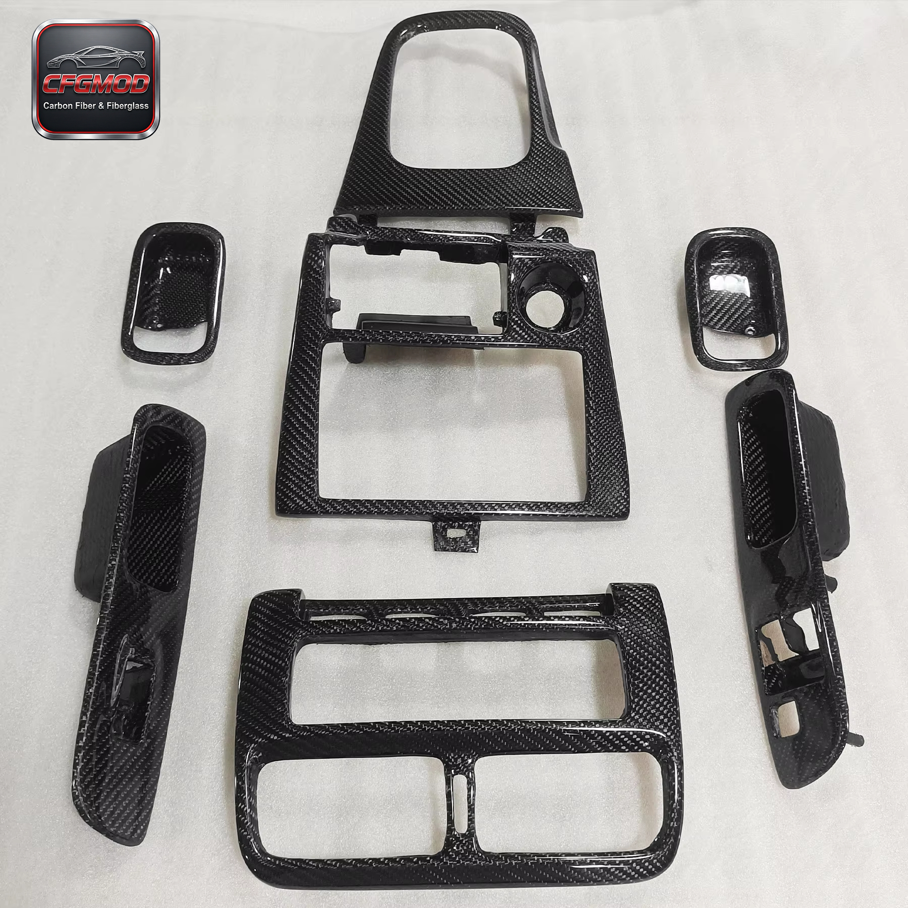 Carbon Fiber 7-Piece Interior Kit for S14 Black 100% Tested Easily Installed — 7