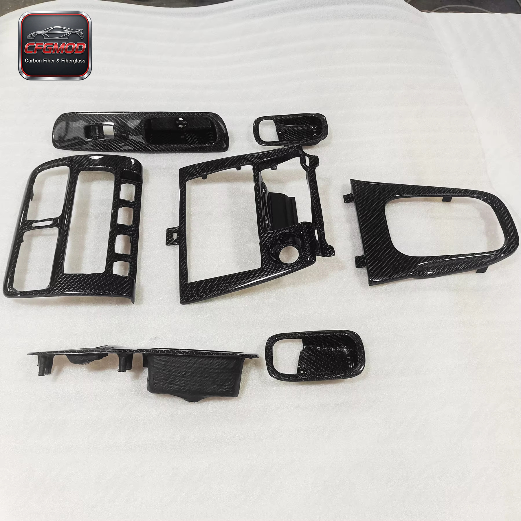 Carbon Fiber 7-Piece Interior Kit for S14 Black 100% Tested Easily Installed — 8