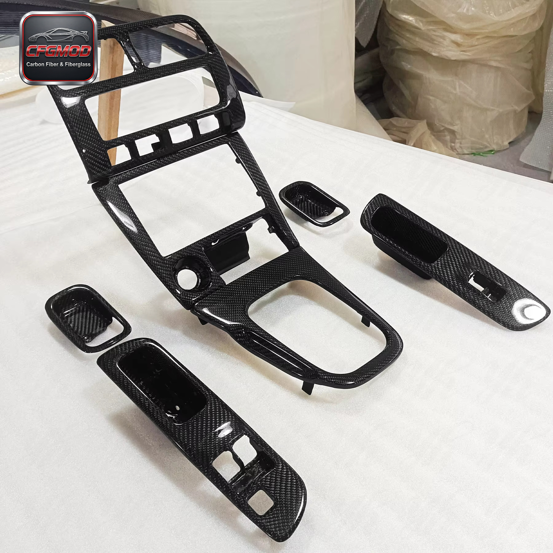 Carbon Fiber 7-Piece Interior Kit for S14 Black 100% Tested Easily Installed — 10