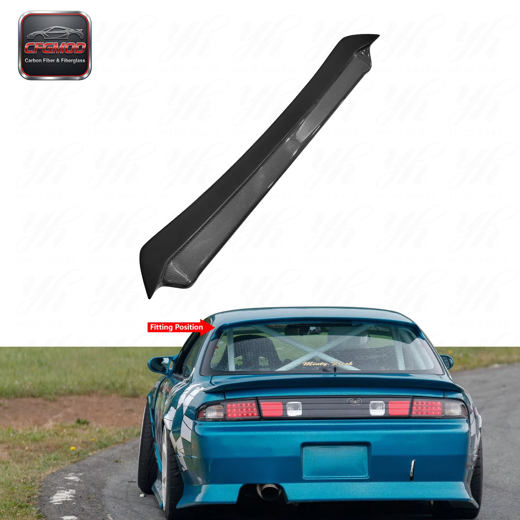 Carbon Fiber Roof Spoiler for S14/S14A Dmax Style CF Rear Wing Spoiler — 2