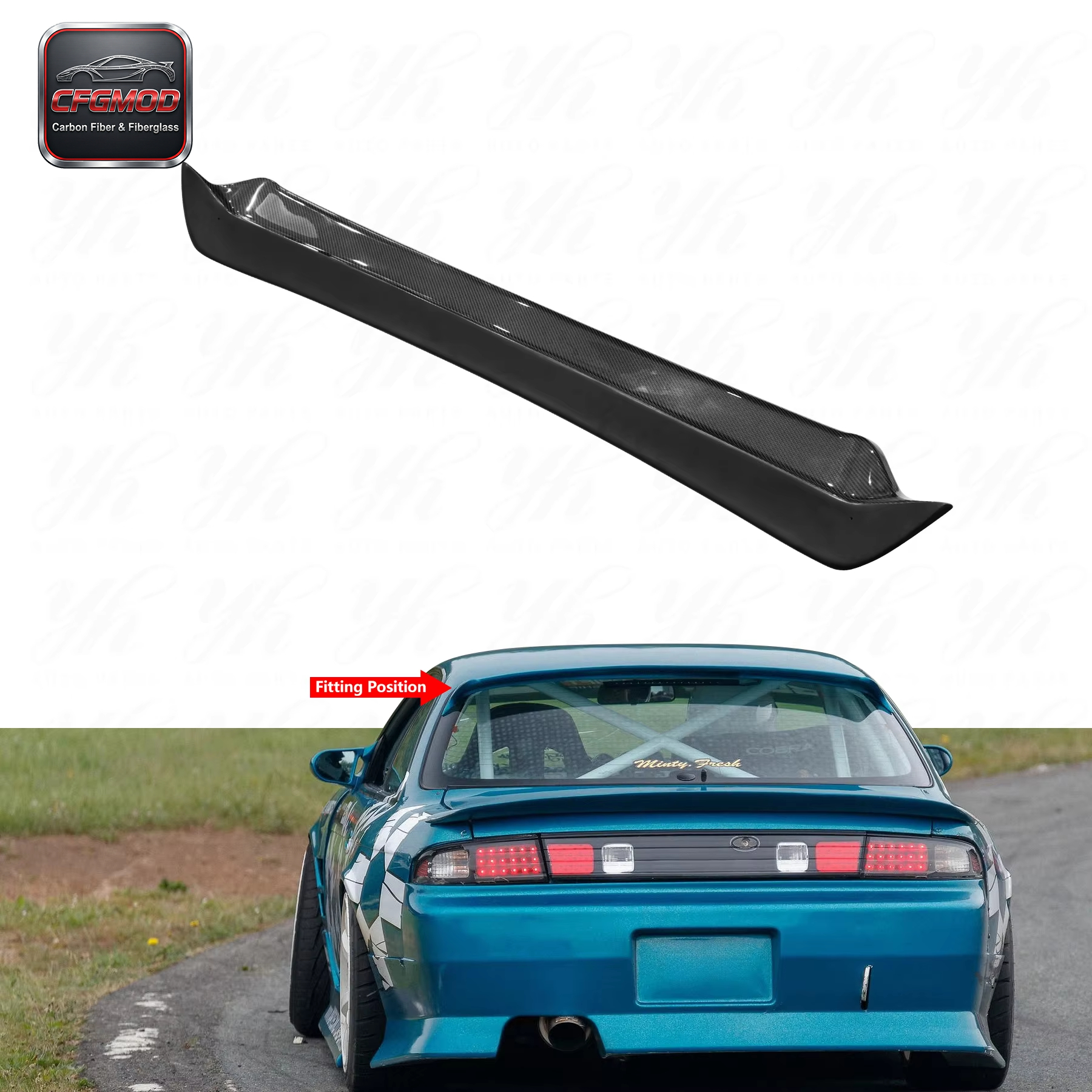 Carbon Fiber Roof Spoiler for S14/S14A Dmax Style CF Rear Wing Spoiler — 3