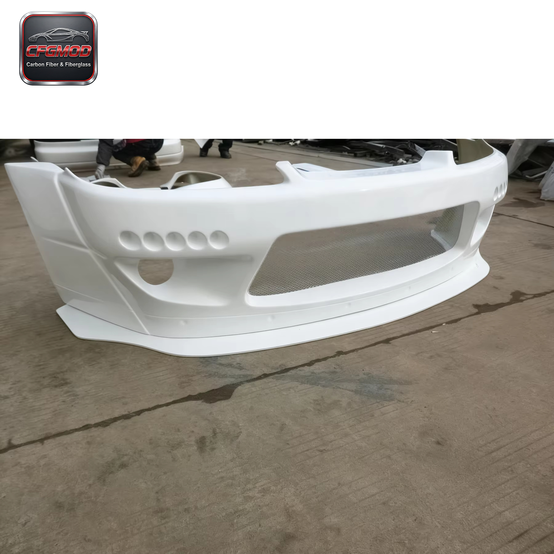 White Glass Fiber RB Style Front Bumper Lip Widebody Aero Kit for 1999-2002 Nissan Silvia S15 Exterior Upgrades — 4