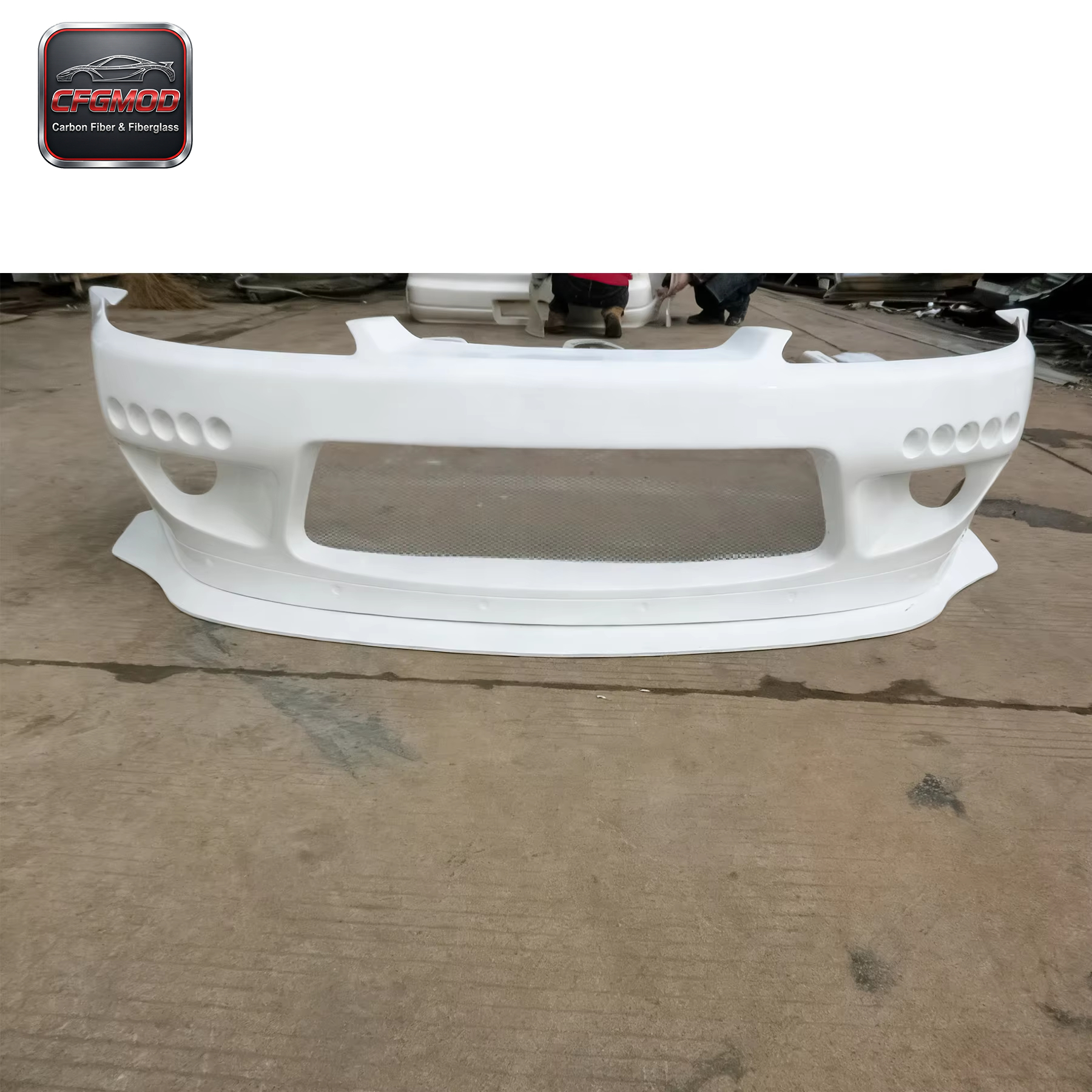 White Glass Fiber RB Style Front Bumper Lip Widebody Aero Kit for 1999-2002 Nissan Silvia S15 Exterior Upgrades — 5