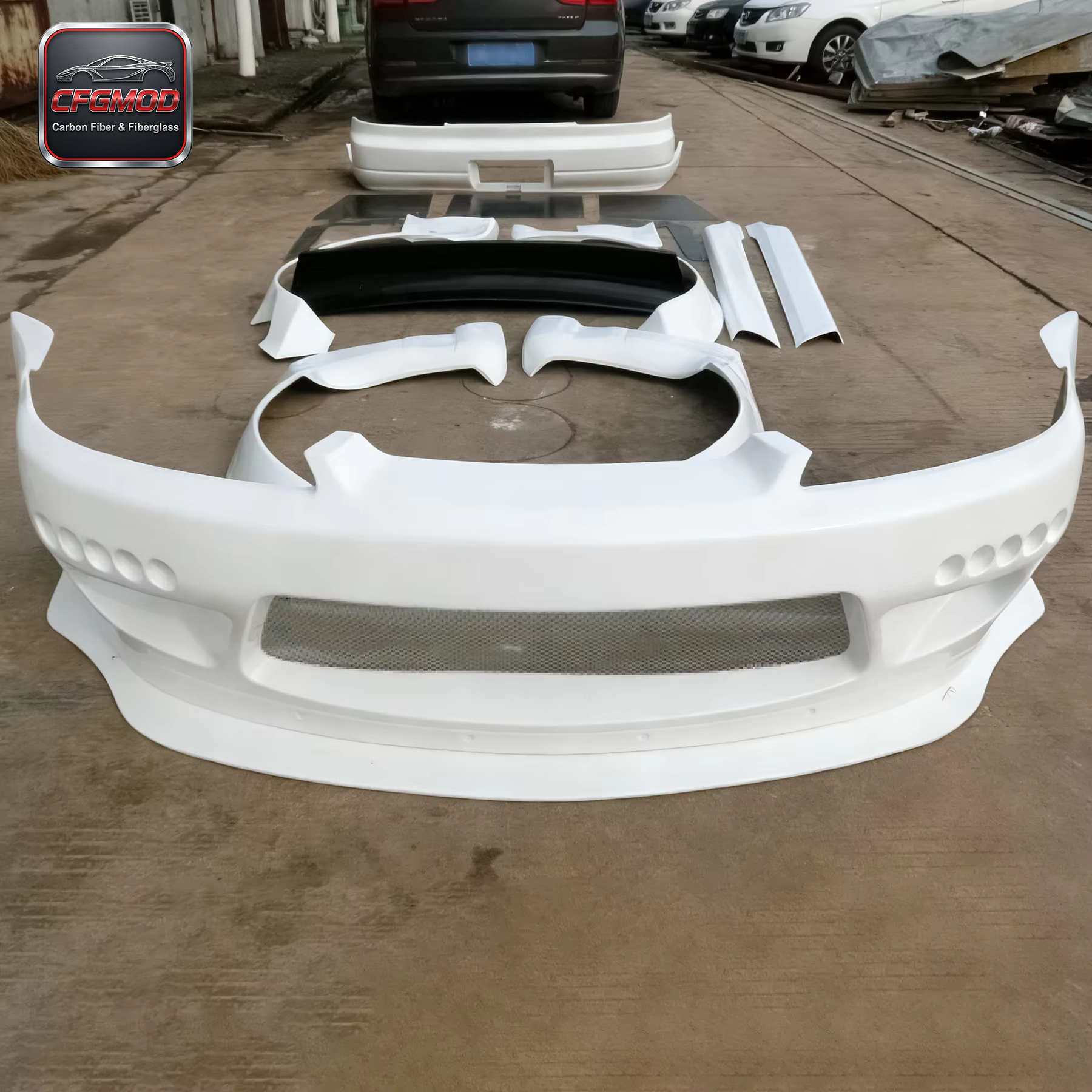 Rocket Bunny Style Unpainted FRP Widebody Kit Front Bumper Fender Flares Diffuser Spoiler for Nissan Silvia S15 Coupe — 5