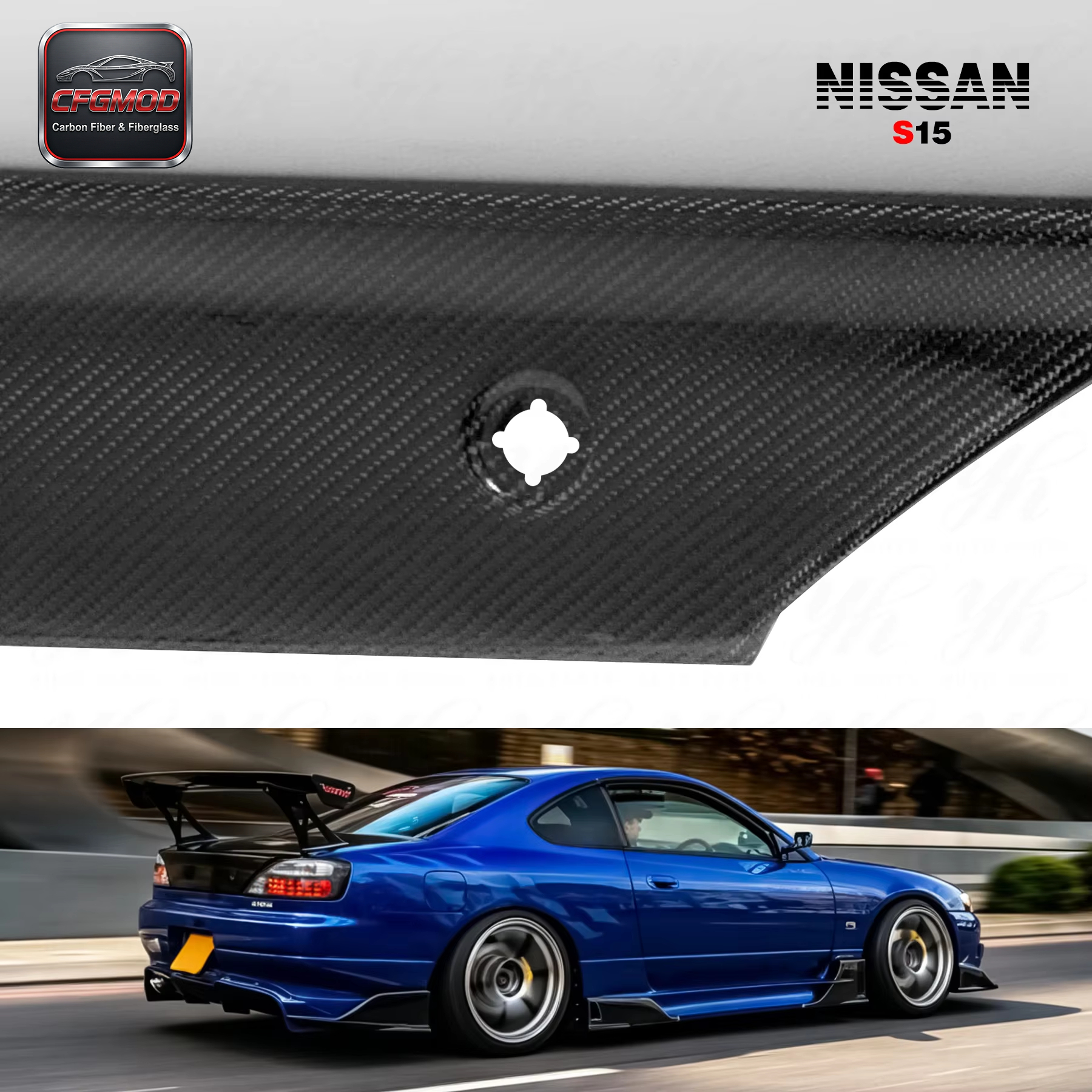 New Brand Black Carbon Fiber Rear Trunk Tailgate for CF 1993-1999 S15 Silvia OEM Style 100% Tested Easily Installed — 4