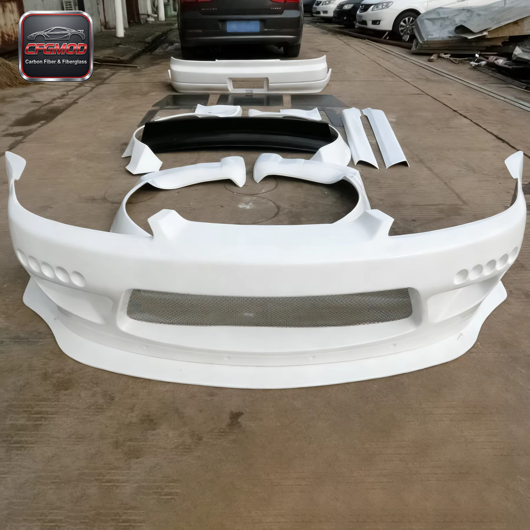 CFGMOD High Quality S15 Silvia Rocket Bunny Front Bumper Lip Fender Diffuser Spoiler FRP Fiber Glass Perfect Fitment Screw — 4
