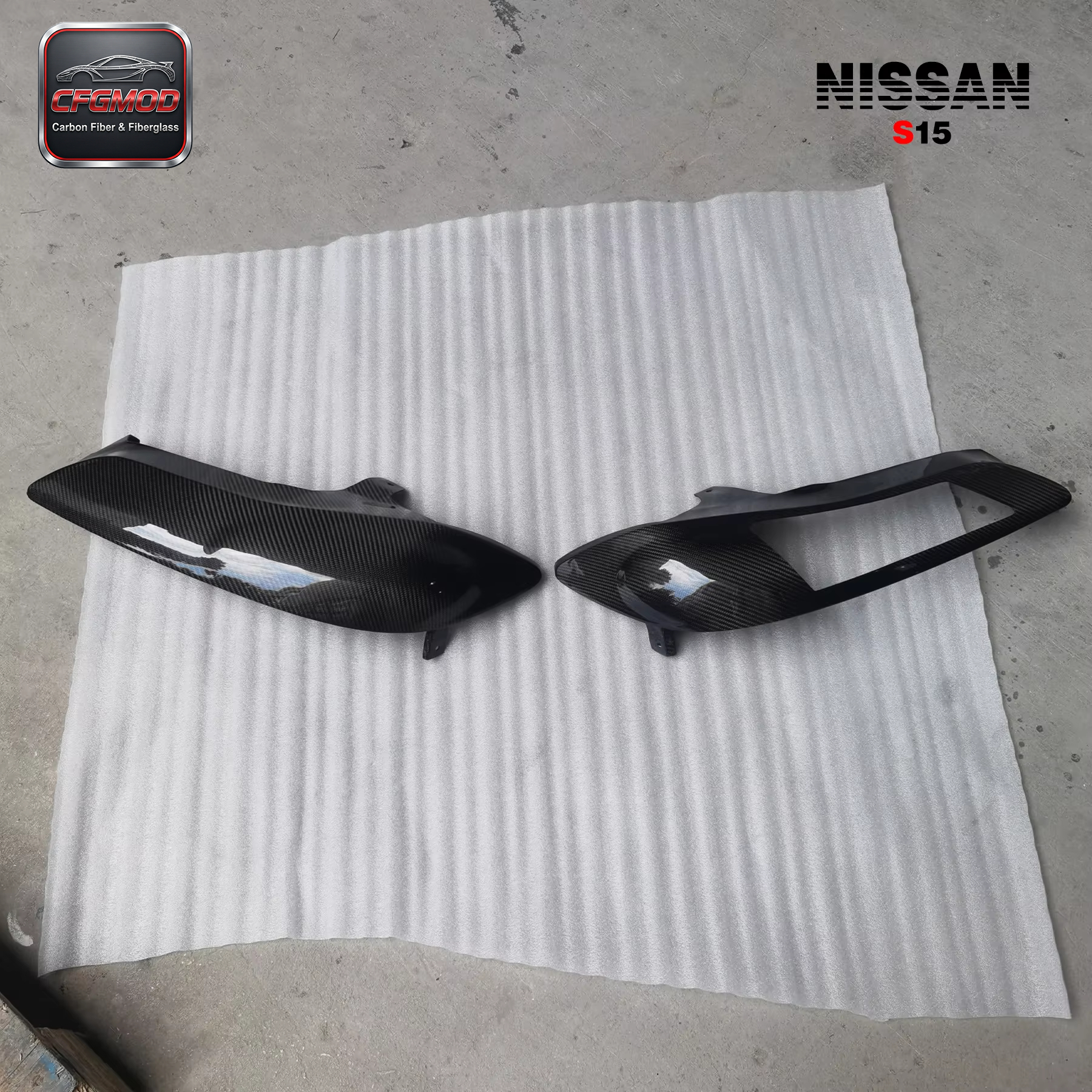 For Real Carbon Fiber S15 Vented Headlight Replacement — 6