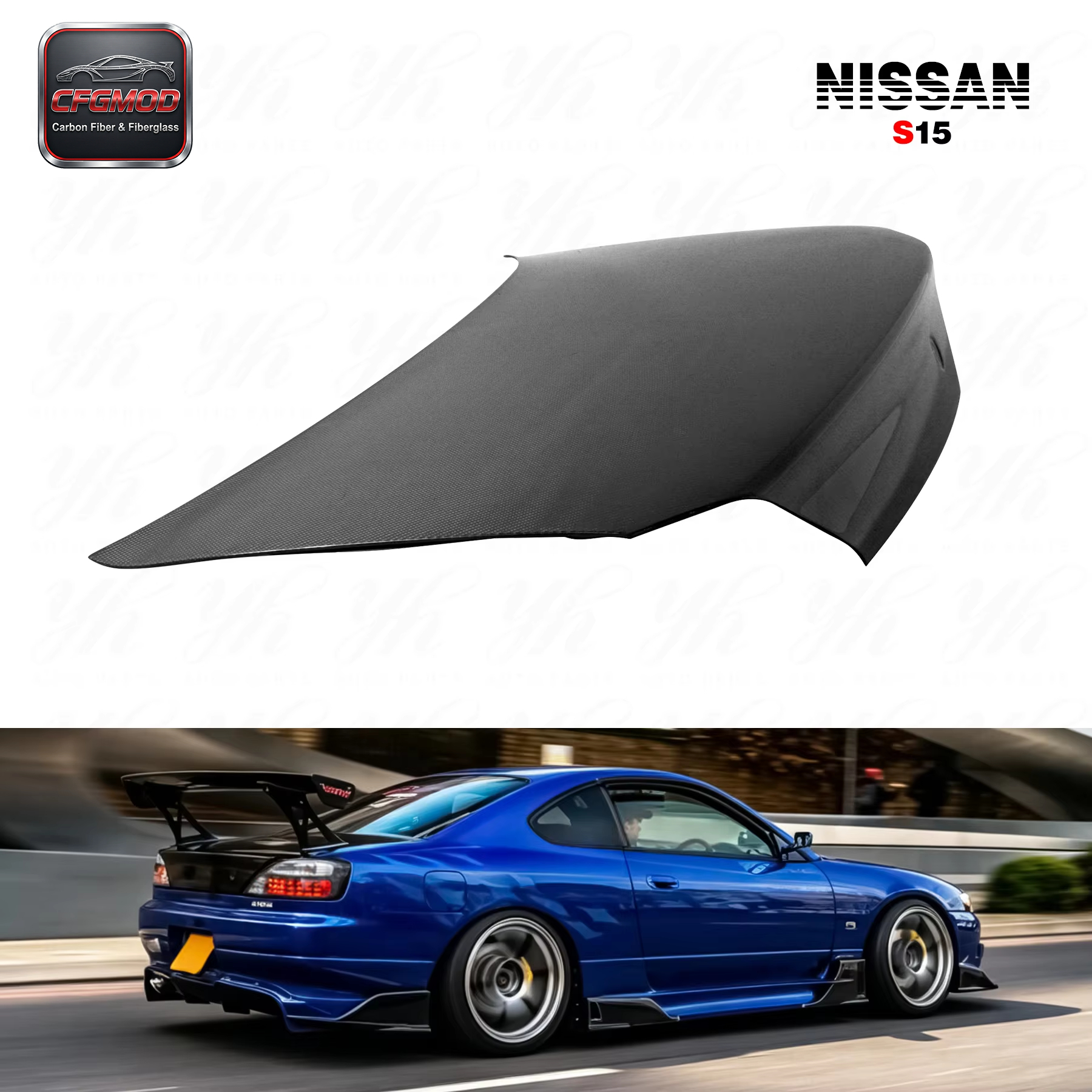 For S15 Silvia OEM Style Rear Trunk Tailgate Carbon Fiber CF — 5