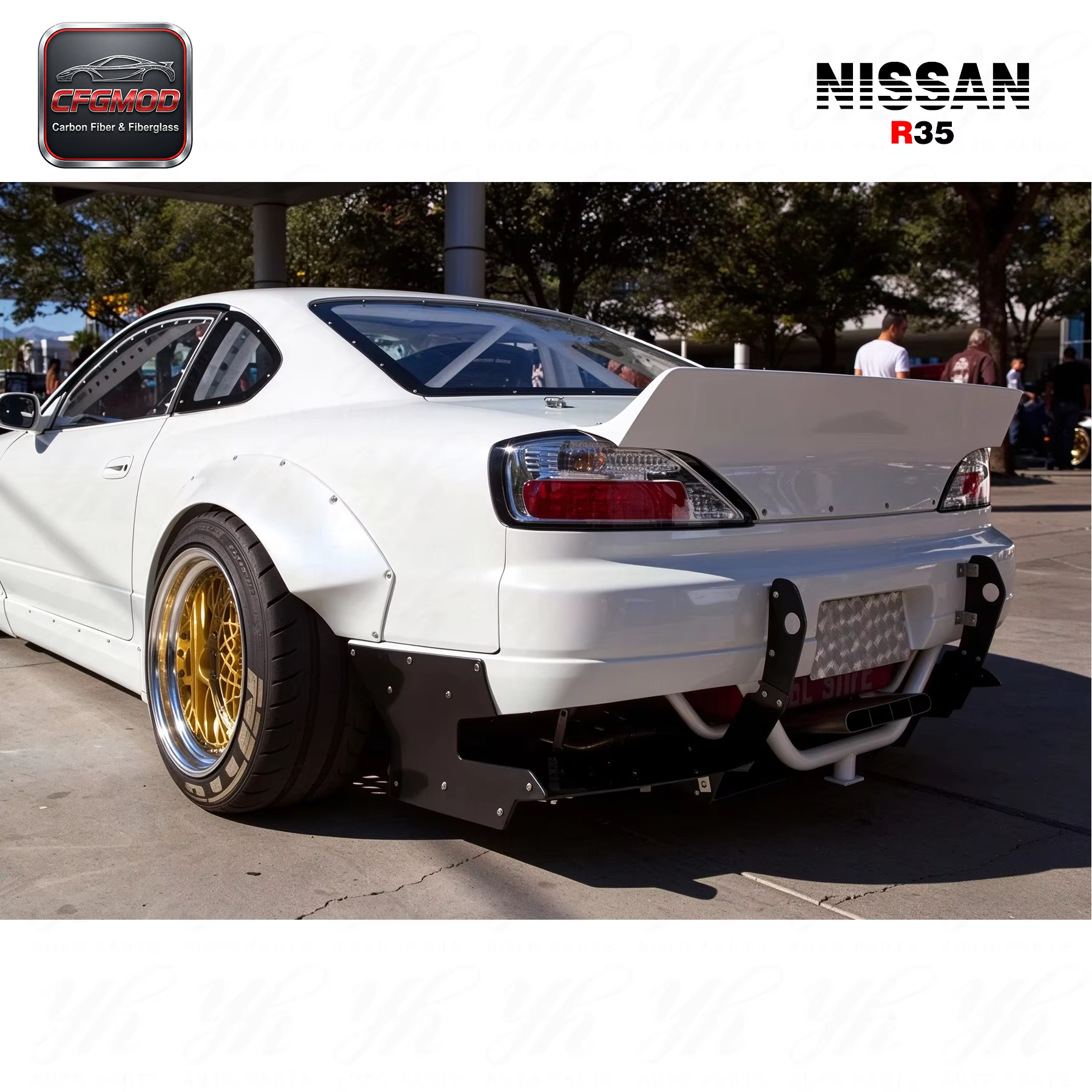 For for 1999-2002 S15 Silvia Rocket Bunny Style Glass Fiber Rear Spoiler FRP — 6