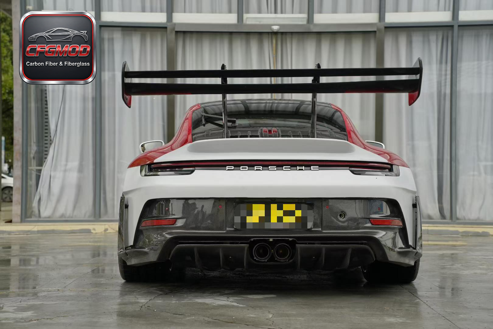 GTR RS Style Dry Carbon Fiber Rear Wing Spoiler for 2019+ Porsche 911 Carrera 992 Trunk Decklid Wing Tuning Parts — 3