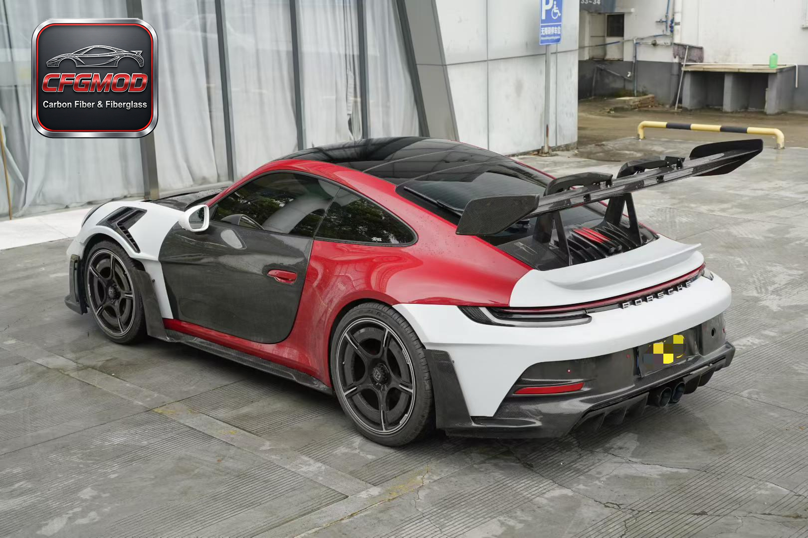 GTR RS Style Dry Carbon Fiber Rear Wing Spoiler for 2019+ Porsche 911 Carrera 992 Trunk Decklid Wing Tuning Parts — 4