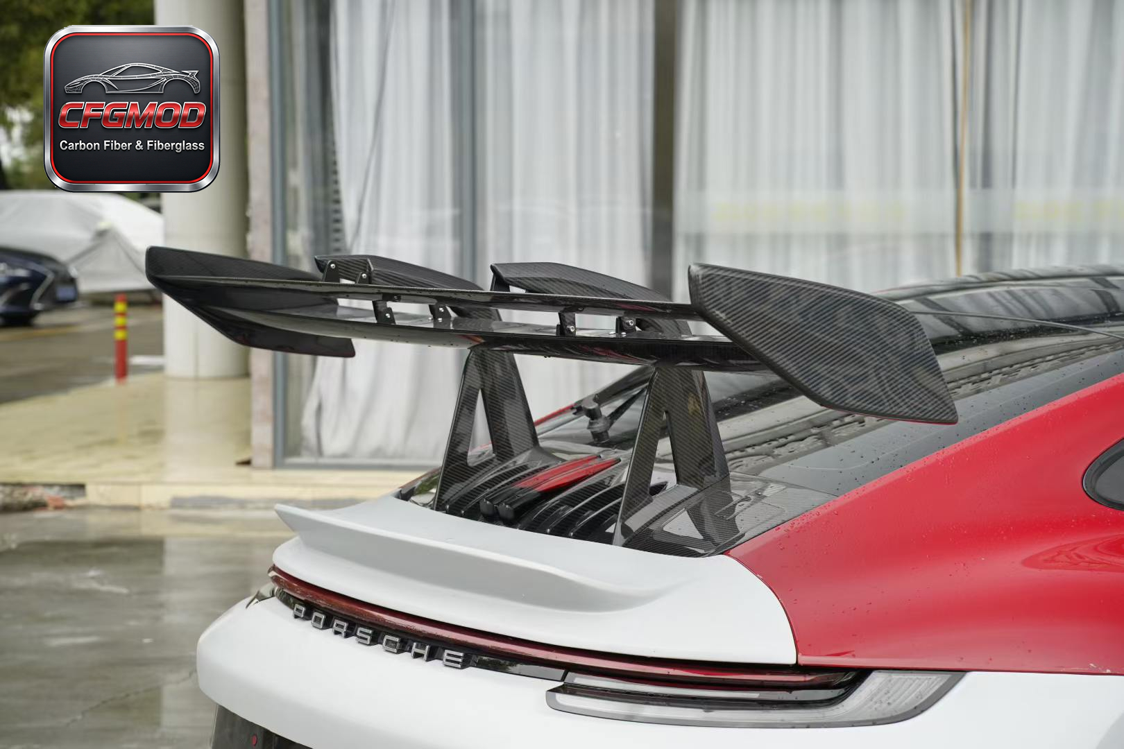 GTR RS Style Dry Carbon Fiber Rear Wing Spoiler for 2019+ Porsche 911 Carrera 992 Trunk Decklid Wing Tuning Parts — 5