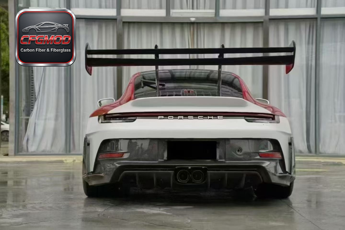 GTR RS Style Dry Carbon Fiber Rear Wing Spoiler for 2019+ Porsche 911 Carrera 992 Trunk Decklid Wing Tuning Parts — 8