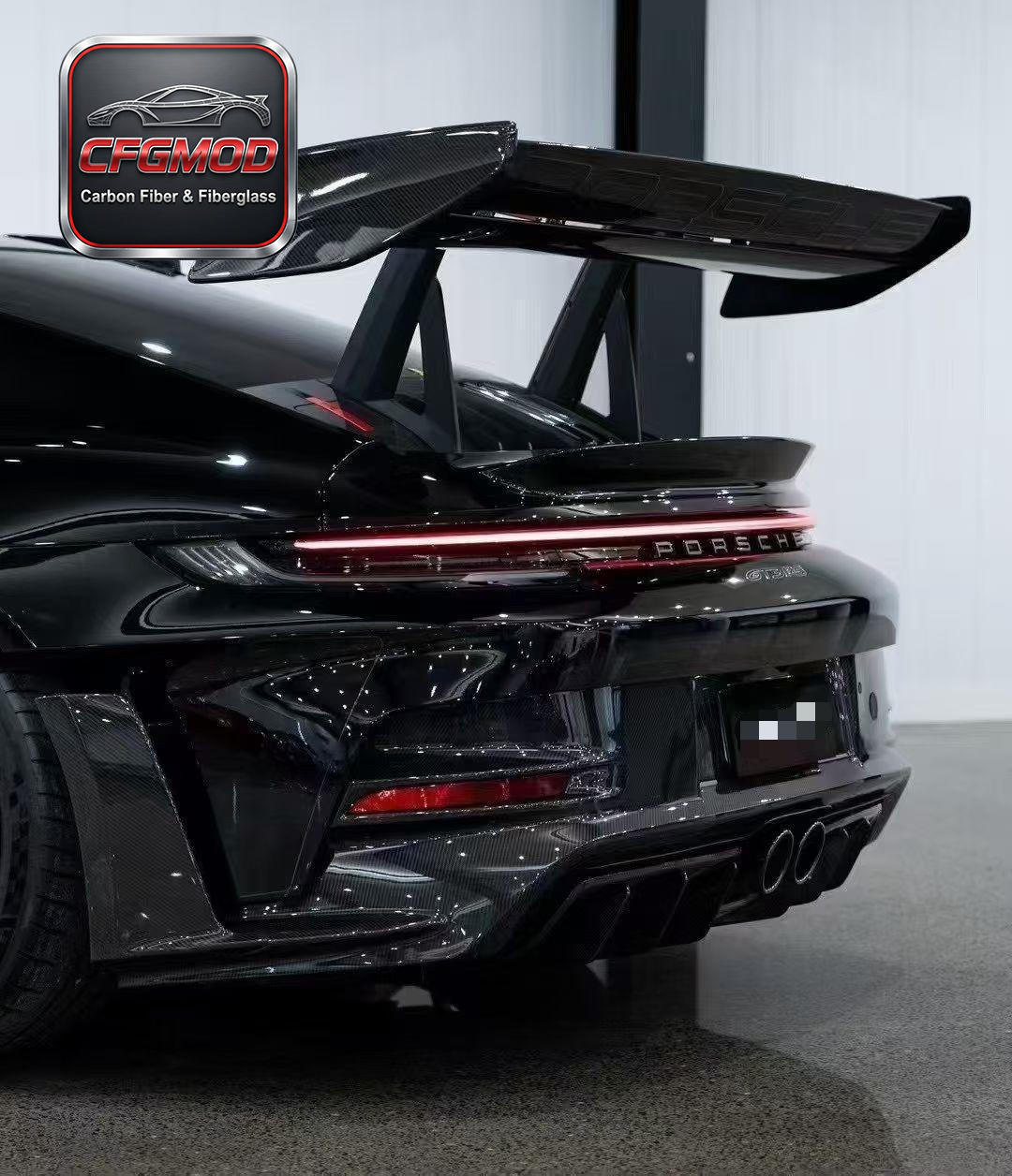 GTR RS Style Dry Carbon Fiber Rear Wing Spoiler for 2019+ Porsche 911 Carrera 992 Trunk Decklid Wing Tuning Parts — 9
