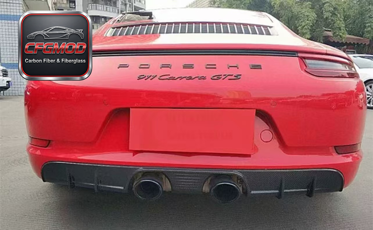 Center Exhaust Carbon Fiber Rear Lip for Porsche 911 991.2 Rear Bumper Diffuser Spoiler Valance Tuning Parts — 1