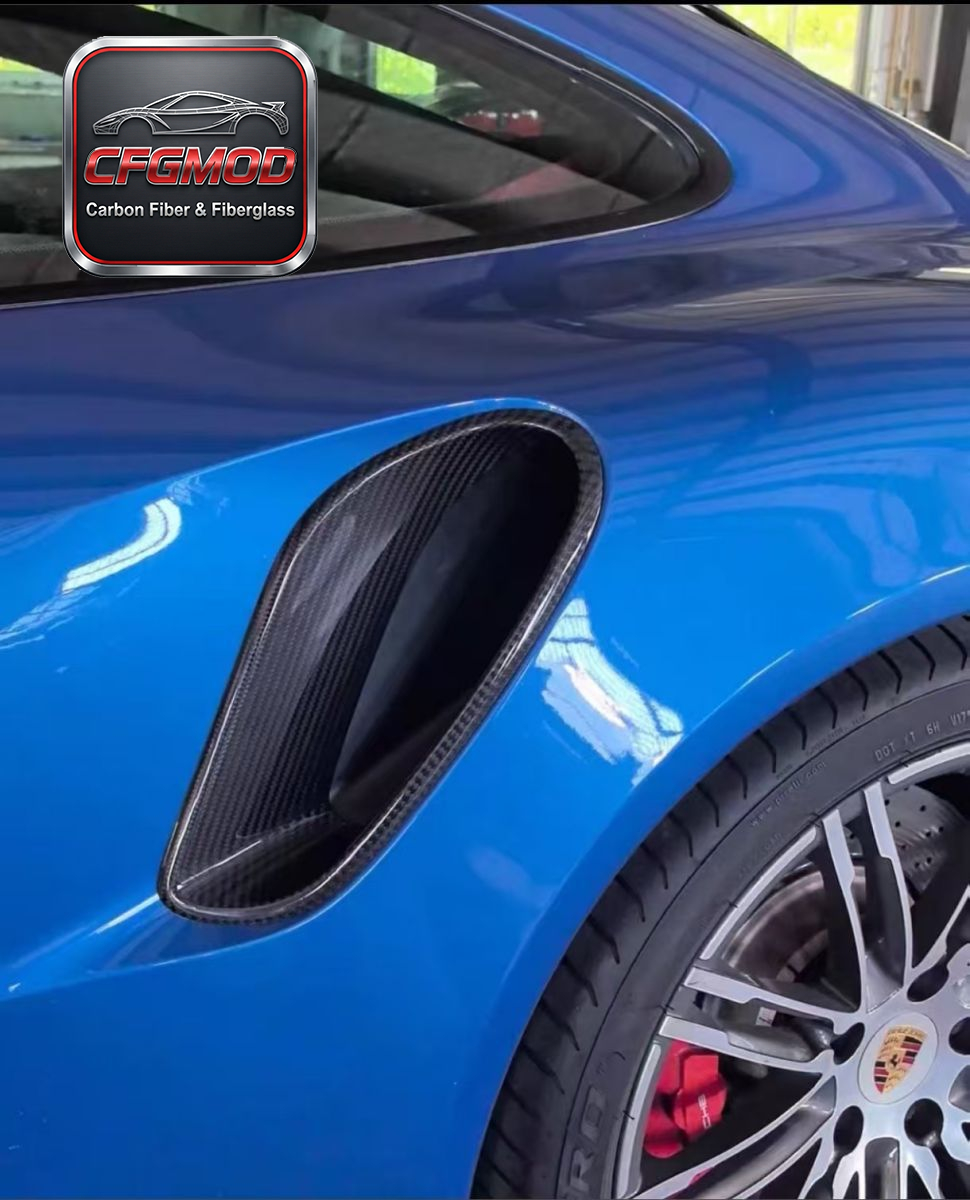 ED Style Carbon Fiber Rear Fender Vents Air Intakes for Porsche 911 991.2 Turbo TurboS Side Quarter Panel Vents Tuning Parts — 1
