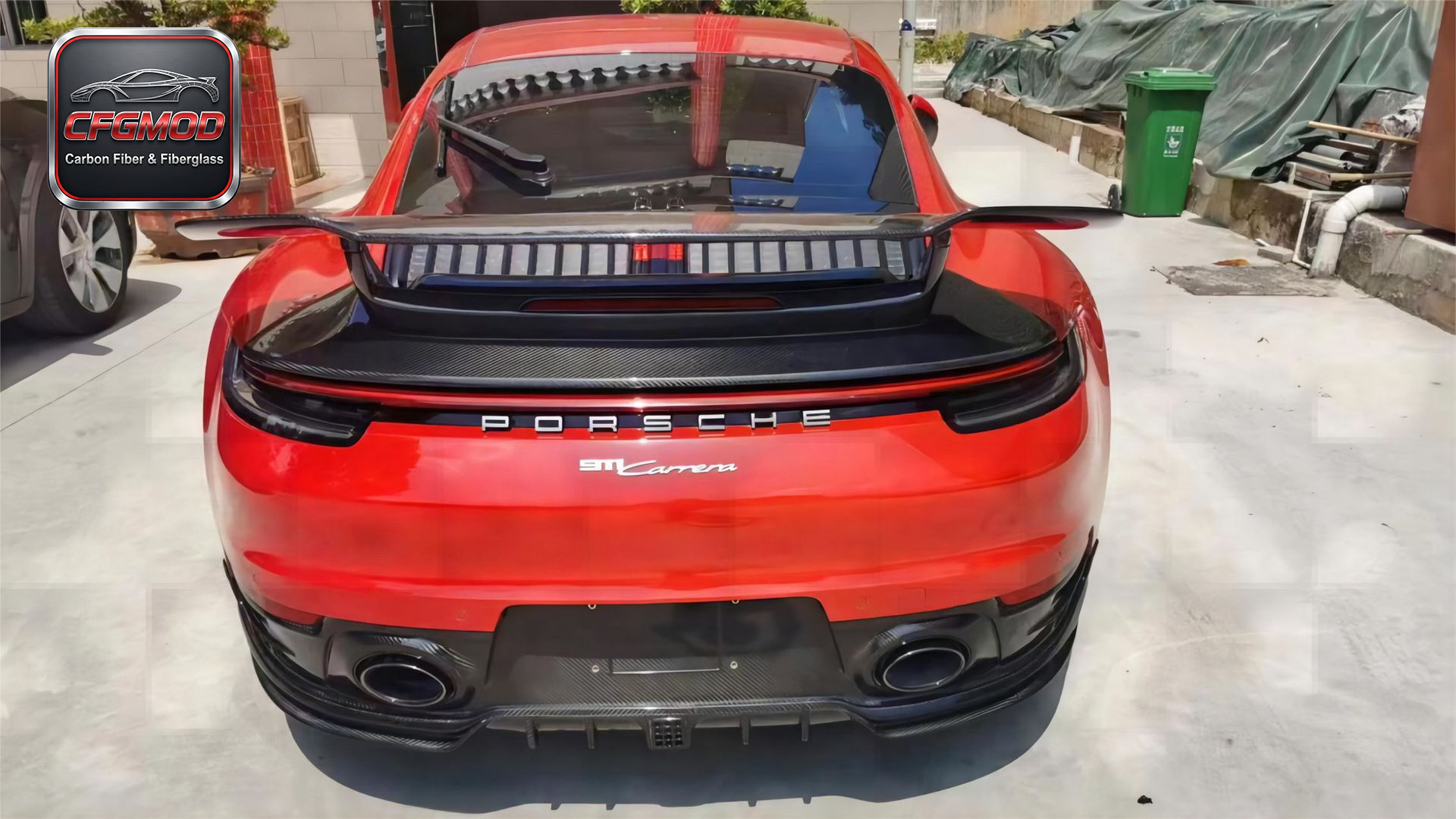 SD Style Carbon Fiber and Primer Rear Wing Spoiler for Porsche 911 992 Carrera Trunk Decklid Tuning Parts — 1