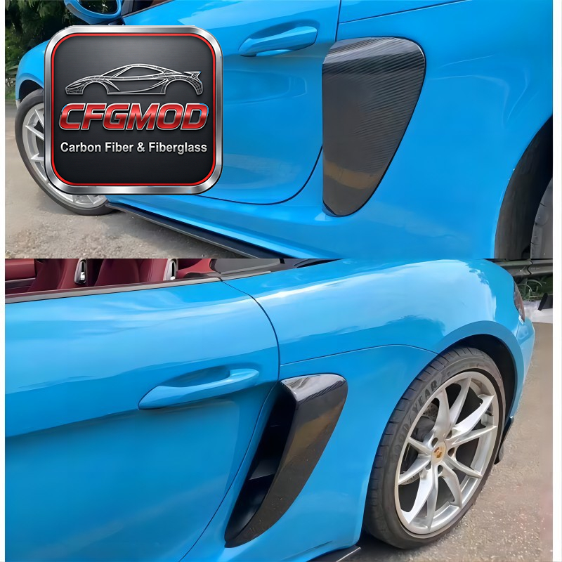GT4 Style Dry Carbon Fiber Rear Side Vents Air Intakes for Porsche 981 Boxster Cayman Side Quarter Panel Vents Tuning Parts — 2