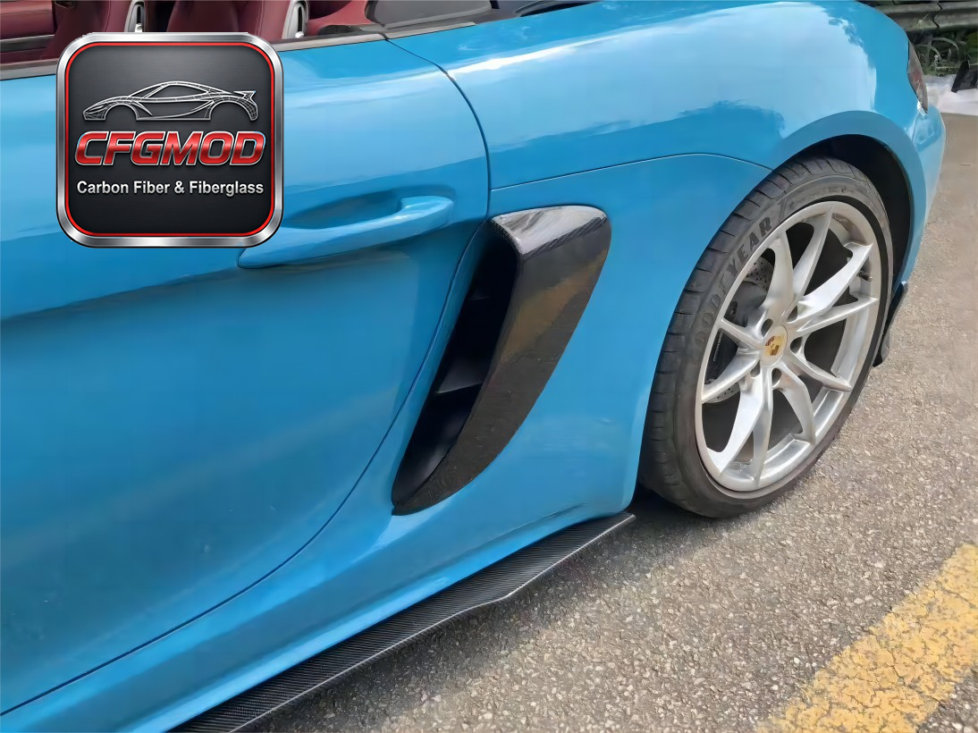 GT4 Style Dry Carbon Fiber Rear Side Vents Air Intakes for Porsche 981 Boxster Cayman Side Quarter Panel Vents Tuning Parts — 5