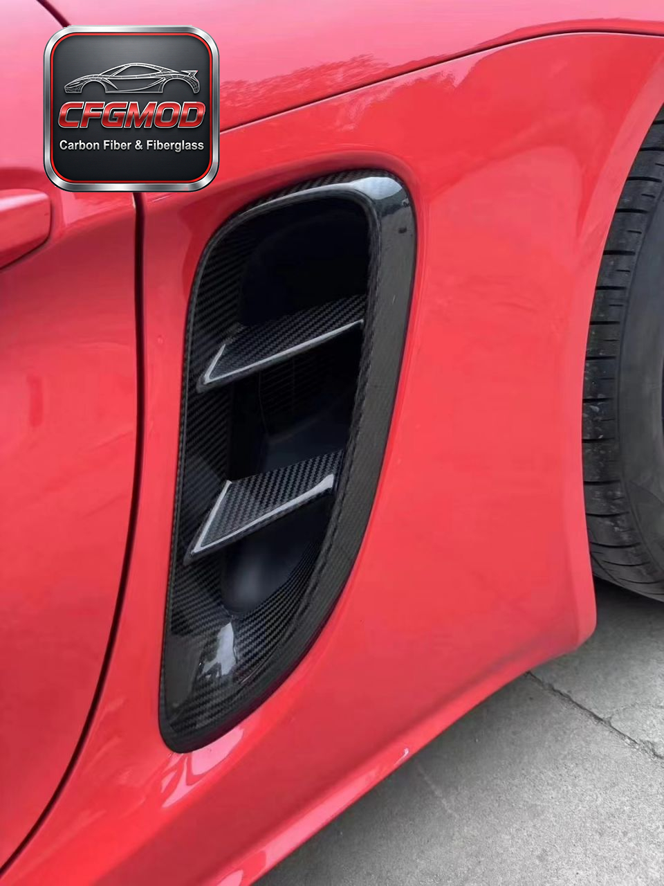 GT4 Style Dry Carbon Fiber Rear Side Vents Air Intakes for Porsche 718 Boxster Cayman Side Quarter Panel Vents Tuning Parts — 3