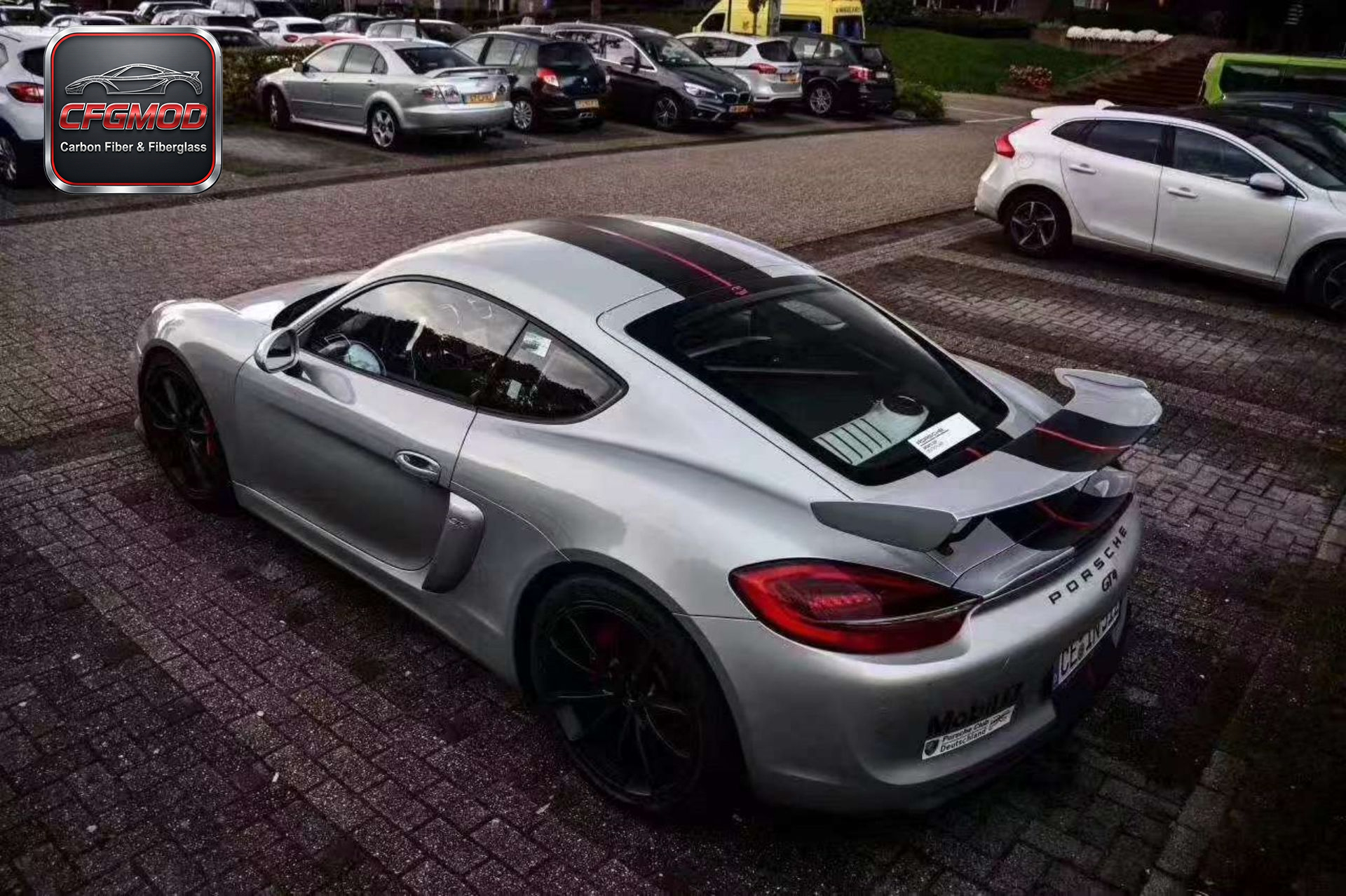 GT4 Style Carbon Fiber and Primer Body Kit Front Bumper Rear Diffuser Wing for Porsche 981 Cayman Boxster Tuning Parts — 4