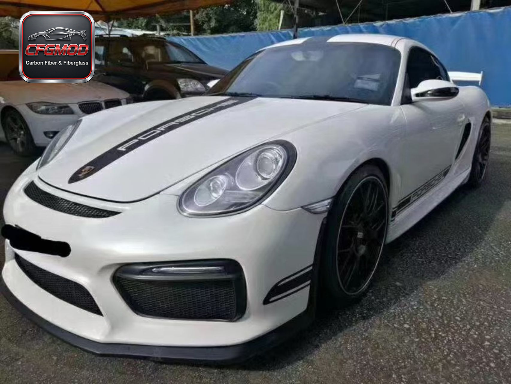 GT4 Style Carbon Fiber and Primer Body Kit Front Bumper Rear Diffuser Wing for Porsche 981 Cayman Boxster Tuning Parts — 6