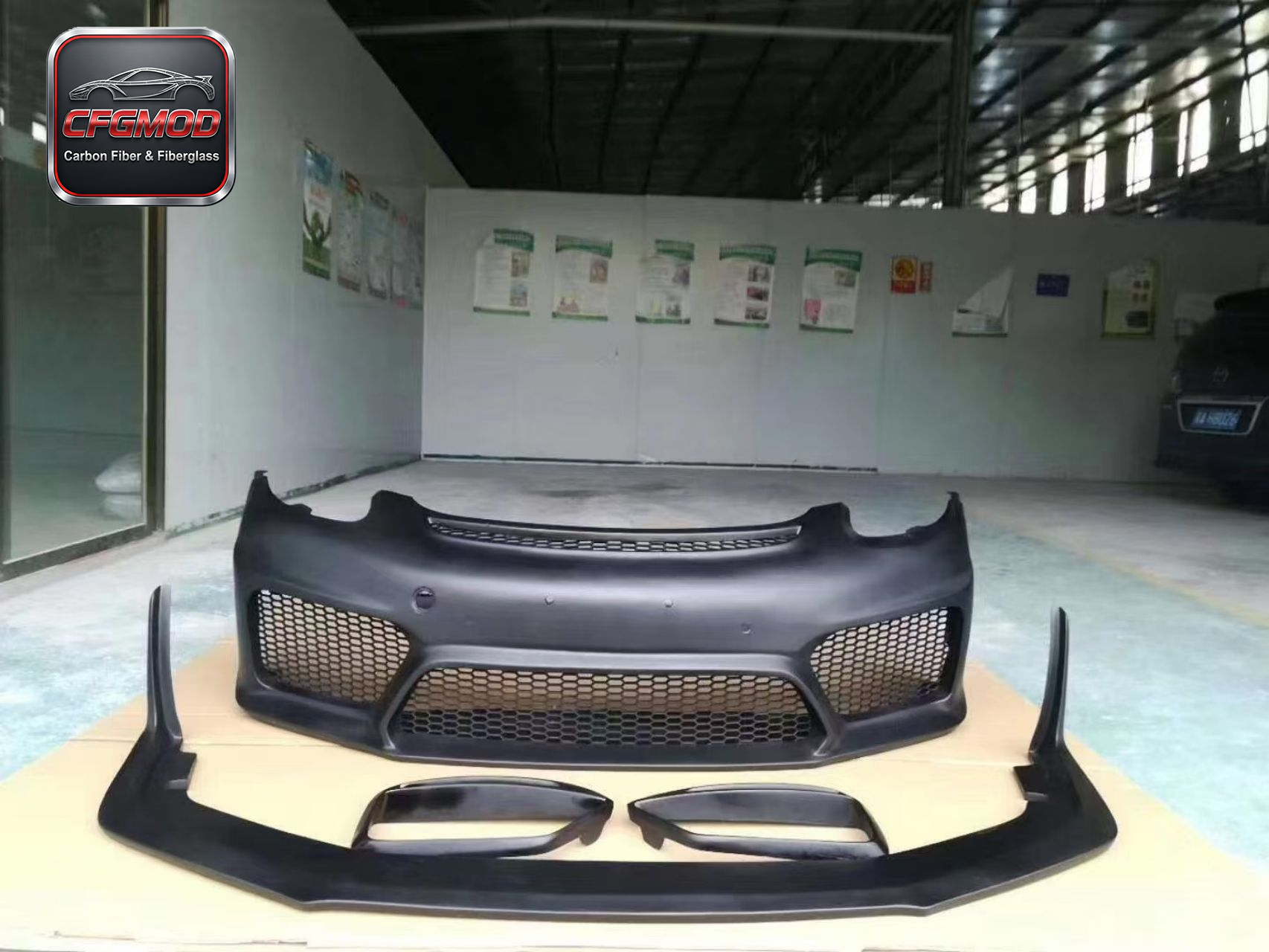 GT4 Style Carbon Fiber and Primer Body Kit Front Bumper Rear Diffuser Wing for Porsche 981 Cayman Boxster Tuning Parts — 9