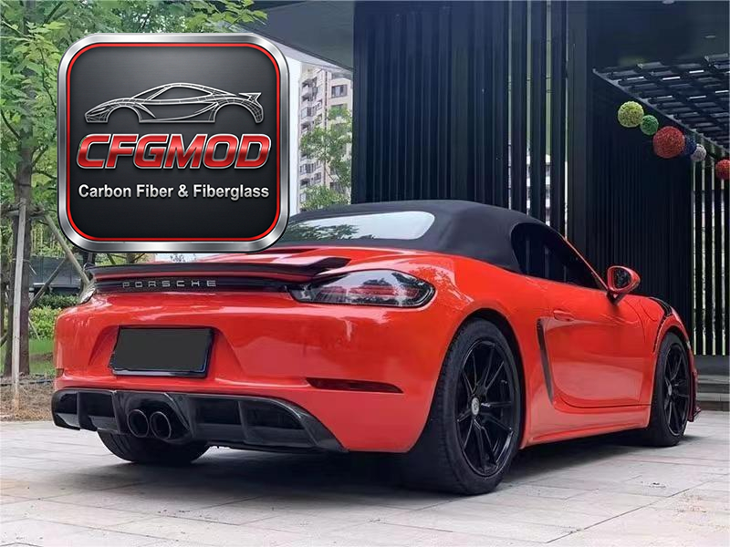 Up-kick Style Dry Carbon Fiber Rear Wing Spoiler Ducktail for Porsche 718 Boxster Cayman Trunk Lip Tuning Parts — 2