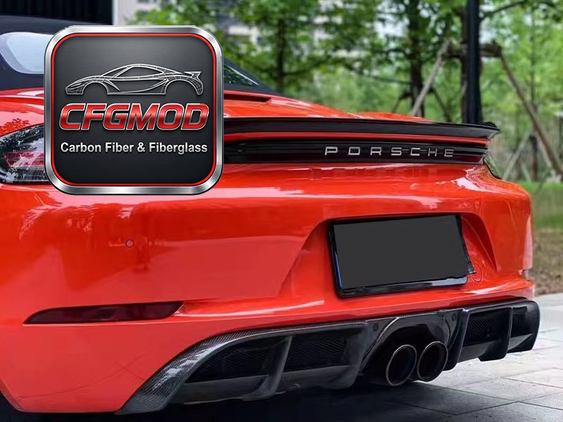 Up-kick Style Dry Carbon Fiber Rear Wing Spoiler Ducktail for Porsche 718 Boxster Cayman Trunk Lip Tuning Parts — 5