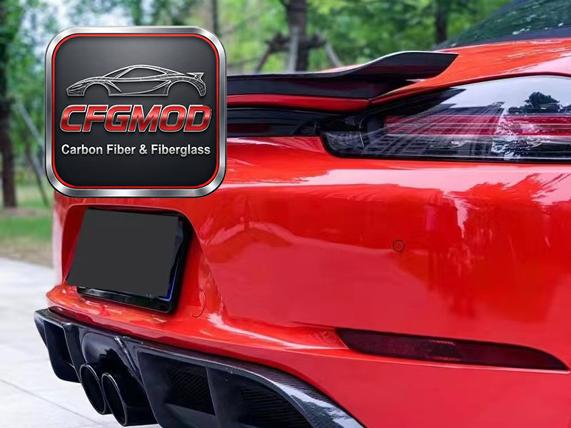 Up-kick Style Dry Carbon Fiber Rear Wing Spoiler Ducktail for Porsche 718 Boxster Cayman Trunk Lip Tuning Parts — 6