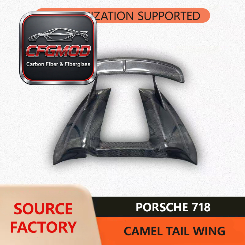 Hump Style Carbon Fiber Rear Wing Spoiler Ducktail for Porsche 981 718 Boxster Cayman Trunk Lip Tuning Parts — 1