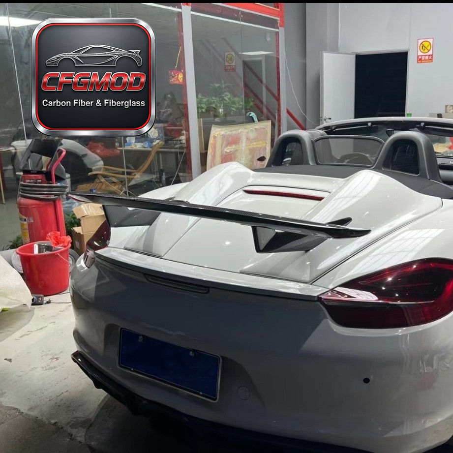 Hump Style Carbon Fiber Rear Wing Spoiler Ducktail for Porsche 981 718 Boxster Cayman Trunk Lip Tuning Parts — 3