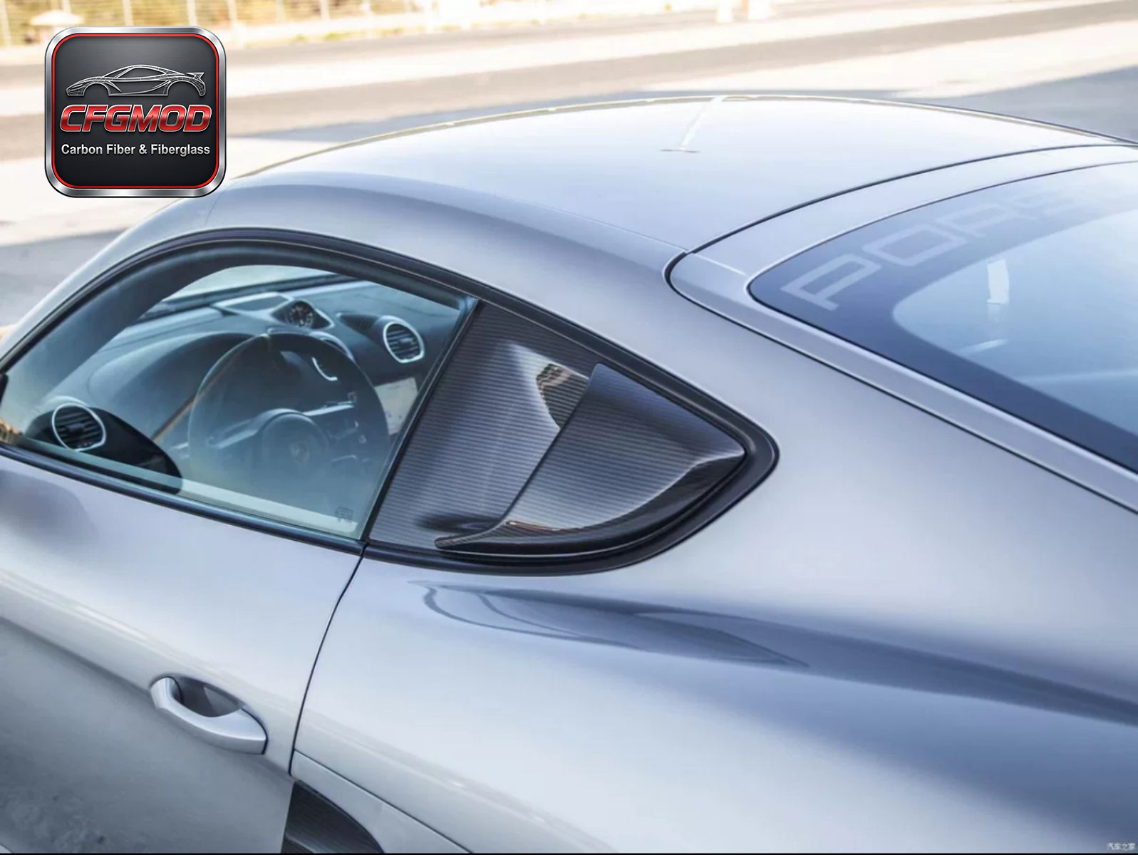 GT4 RS Style Dry Carbon Fiber Rear Quarter Window Louvers Air Vents for Porsche 718 Cayman Side Window Scoops Tuning Parts — 3