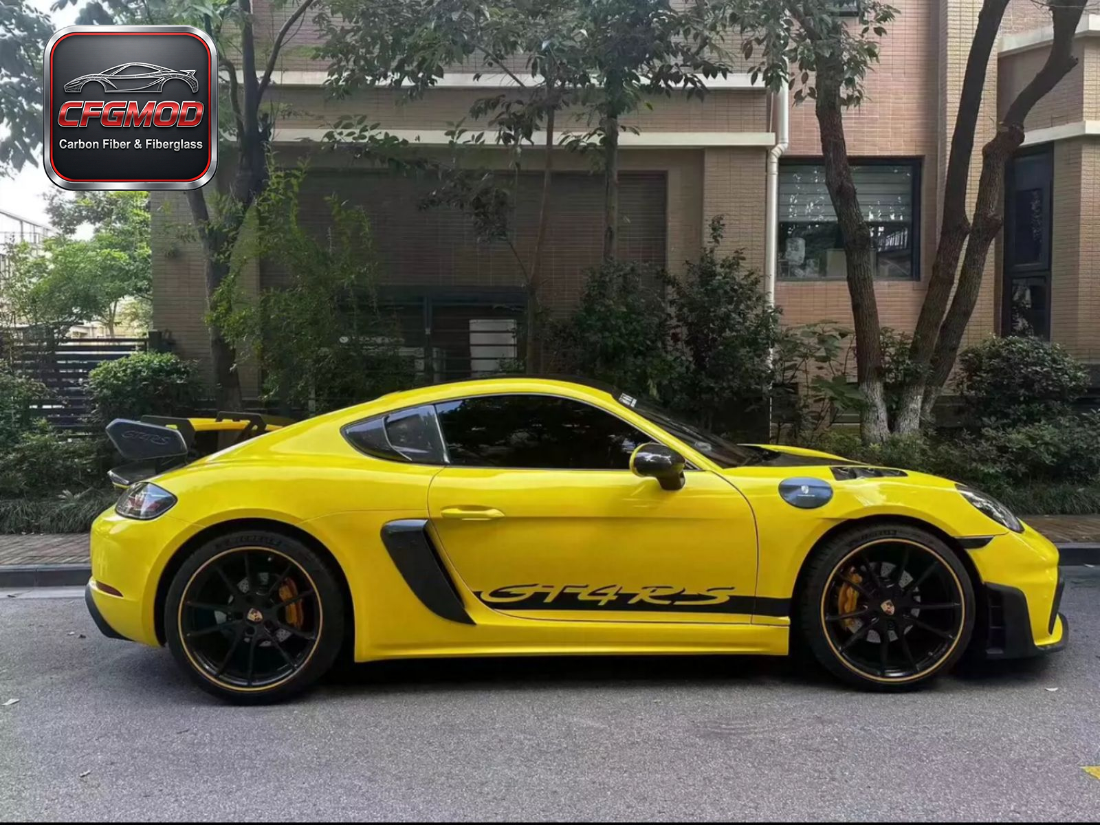 GT4 RS Style Dry Carbon Fiber Rear Quarter Window Louvers Air Vents for Porsche 718 Cayman Side Window Scoops Tuning Parts — 6
