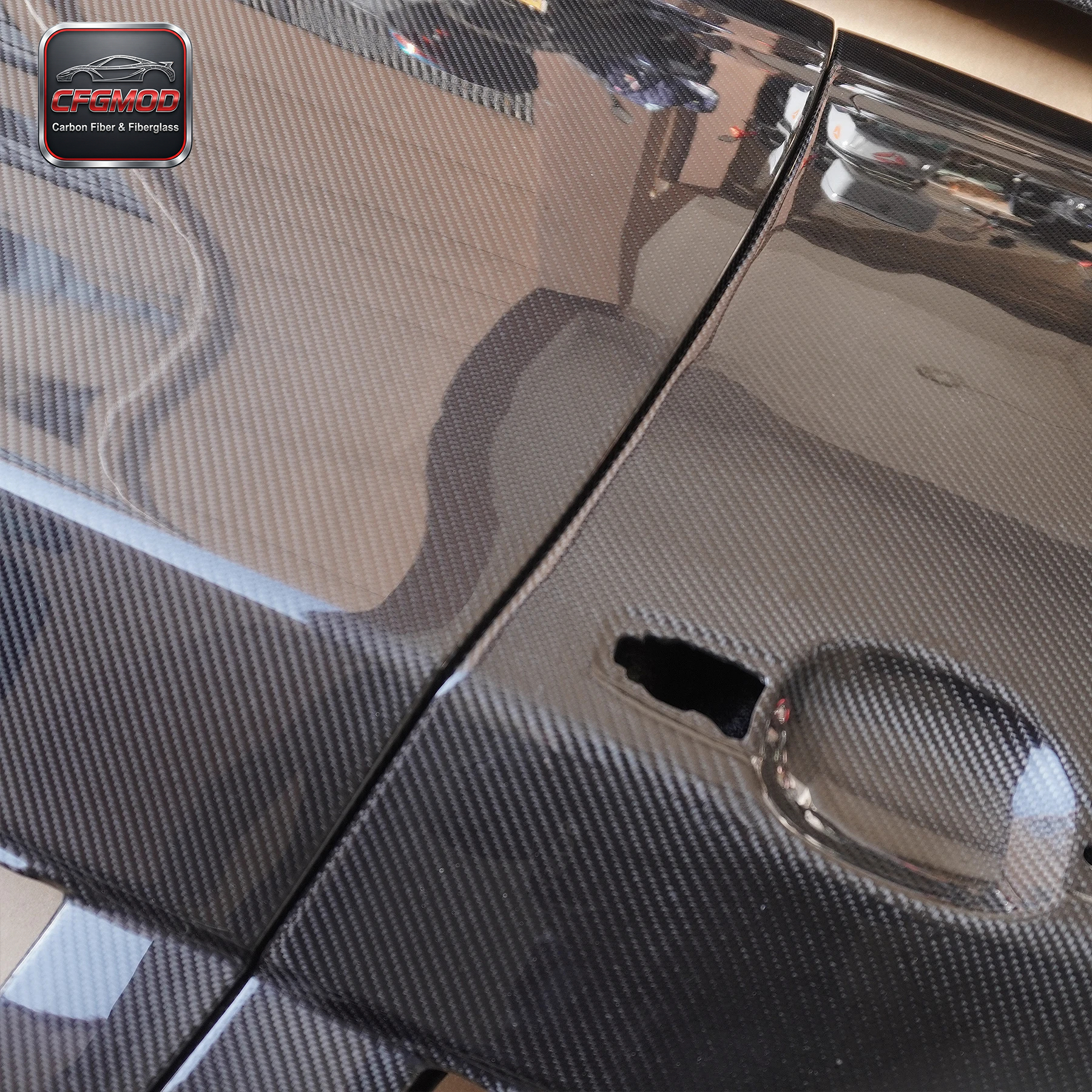New Carbon Fiber GRB STI Front and Back Door High Gloss Finish Black — 5