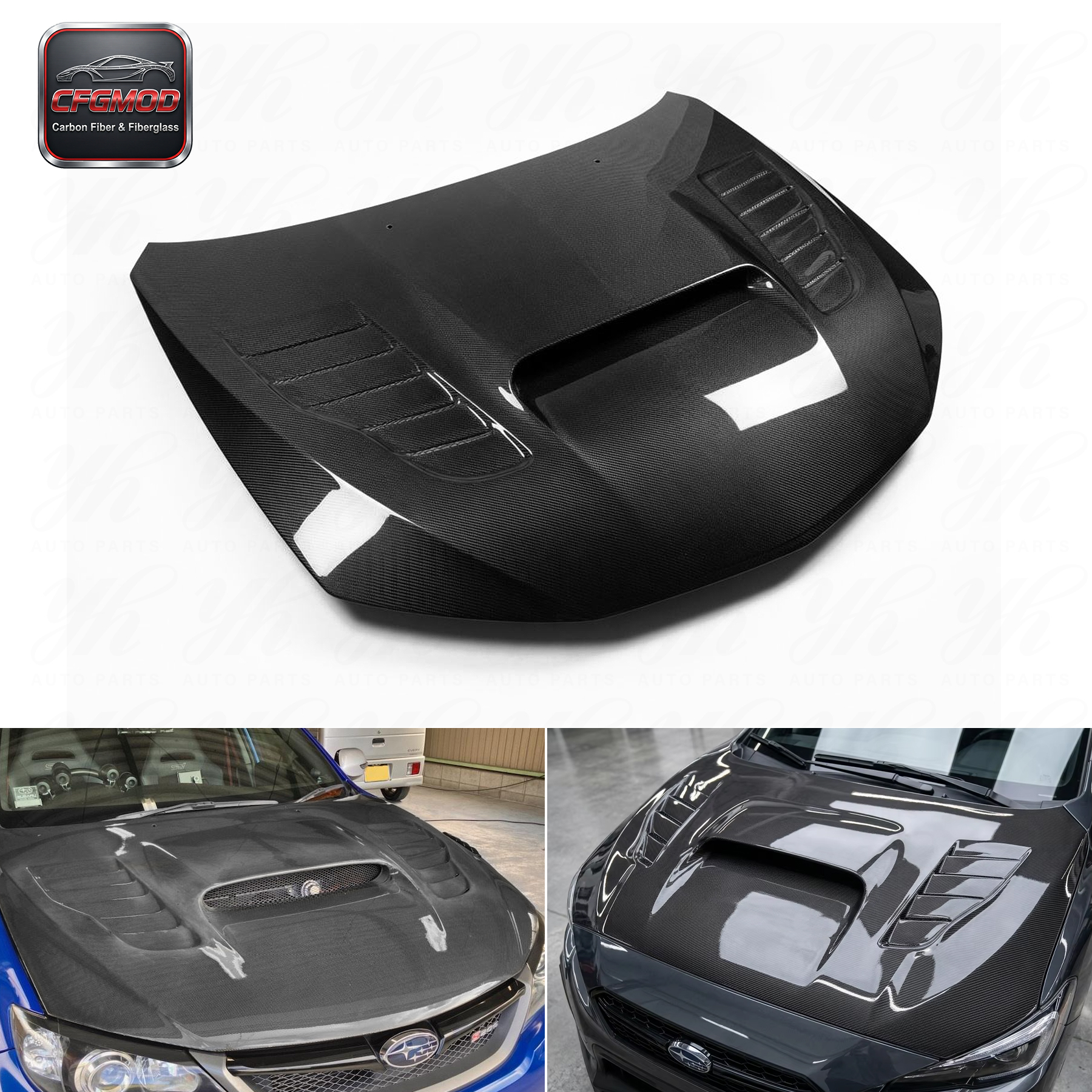 For GRB GVB WRX STI CS Style Hood Bonnet Engine Hood in Carbon Fiber Material — 2