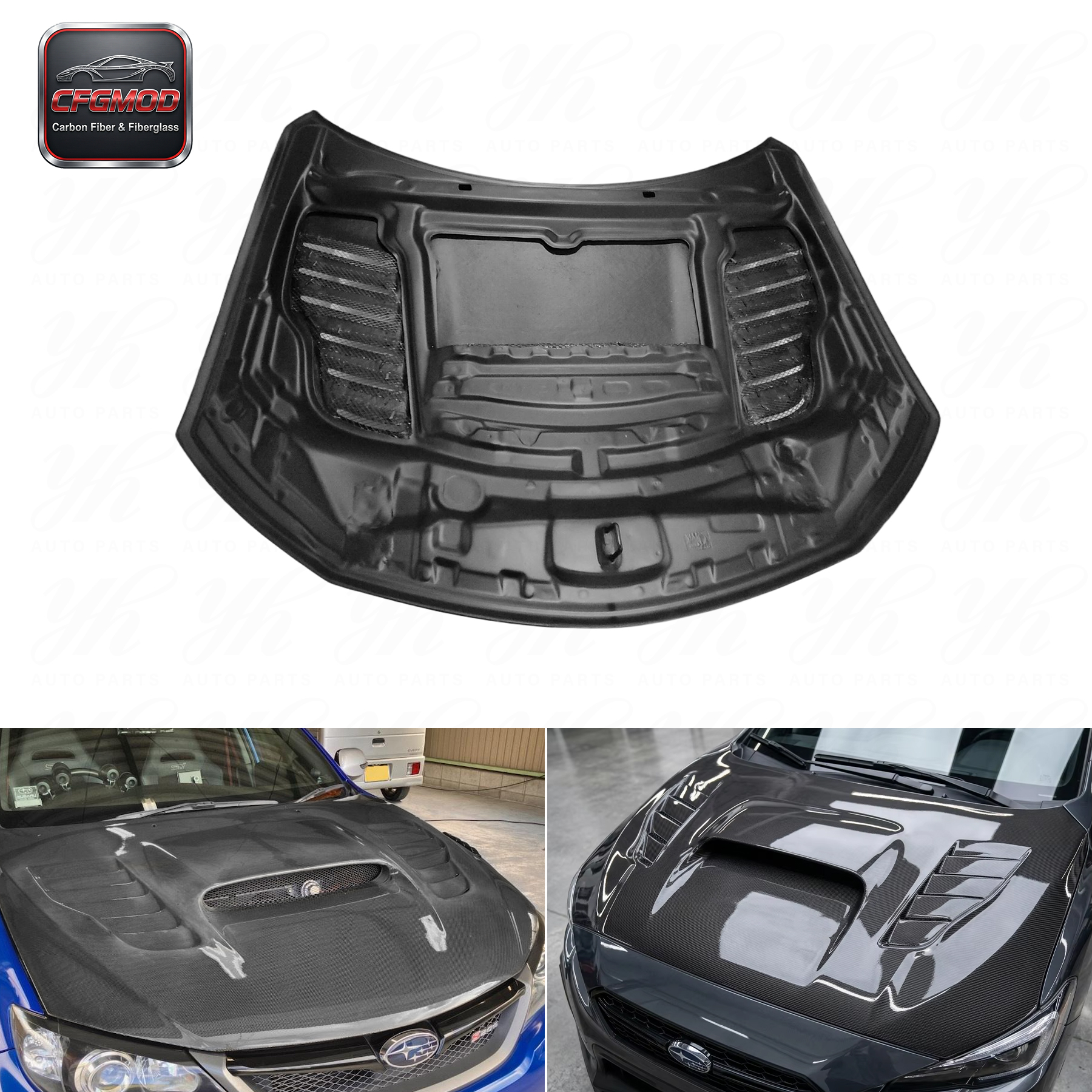 For GRB GVB WRX STI CS Style Hood Bonnet Engine Hood in Carbon Fiber Material — 4