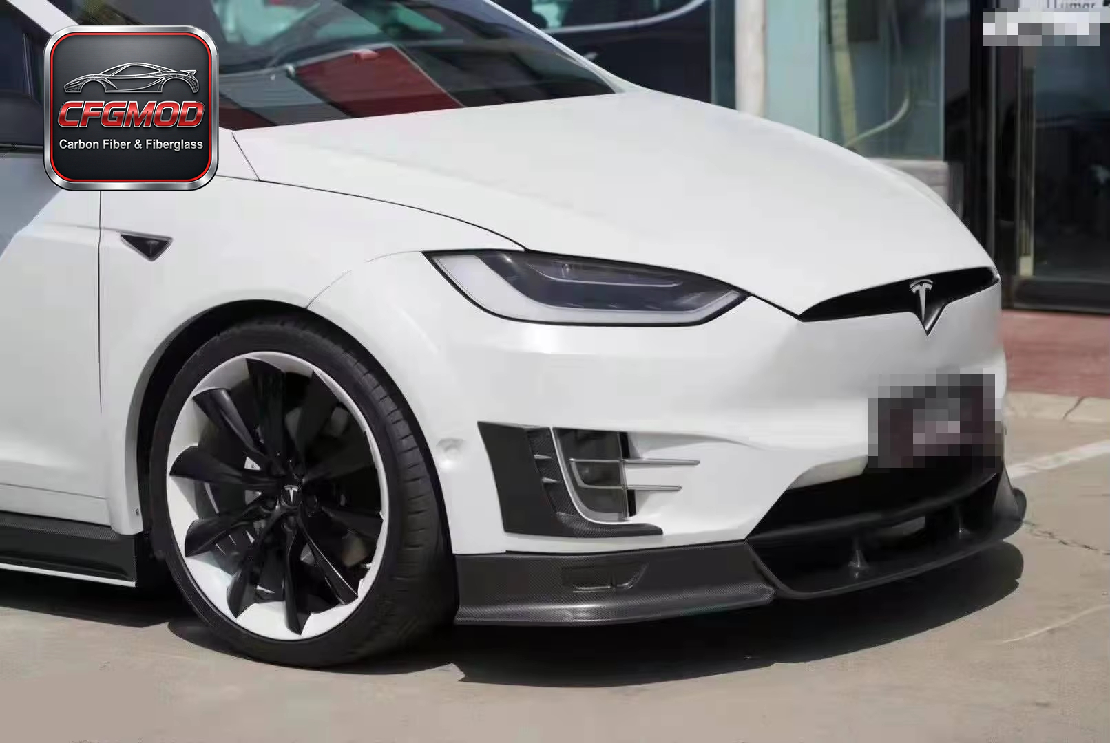 TOP Style Carbon Fiber Wide Body Kit Front Lip Fender Flares Rear Diffuser for Tesla Model X — 5