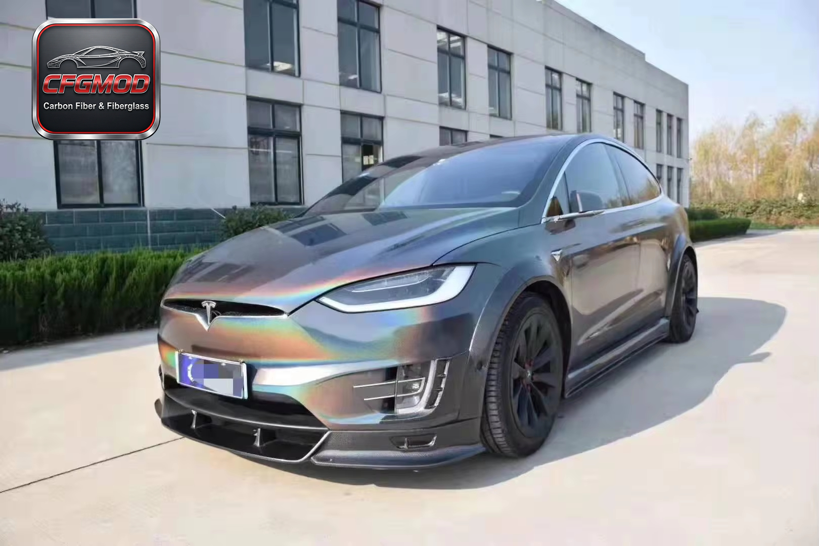 TOP Style Carbon Fiber Wide Body Kit Front Lip Fender Flares Rear Diffuser for Tesla Model X — 7